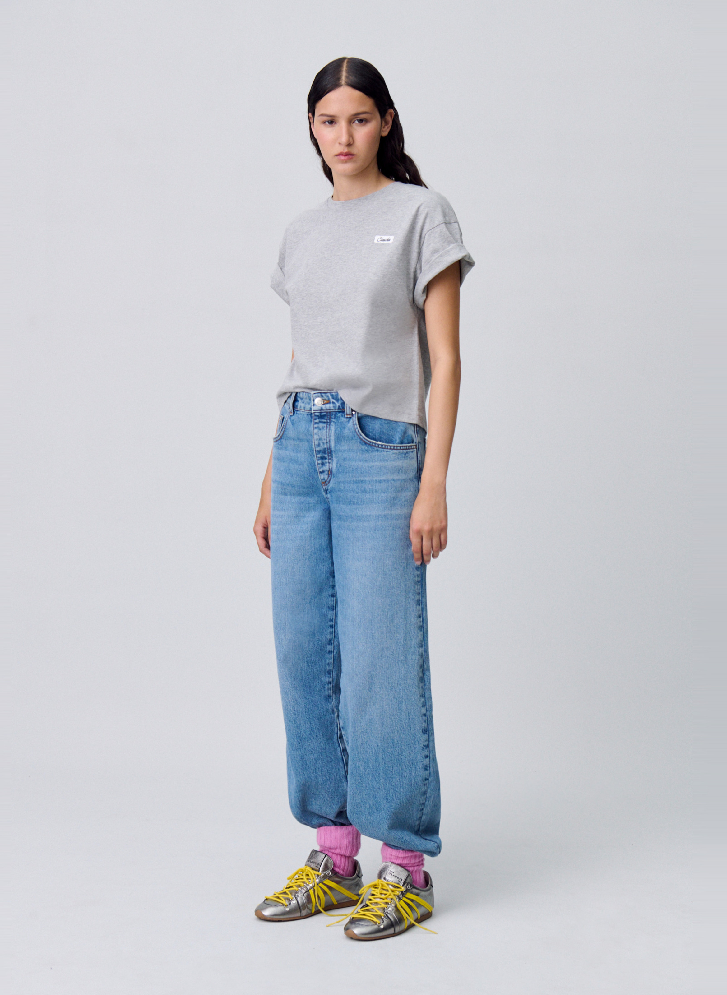 Recht, katoenen T-shirt CLAUDIE PIERLOT Grijs