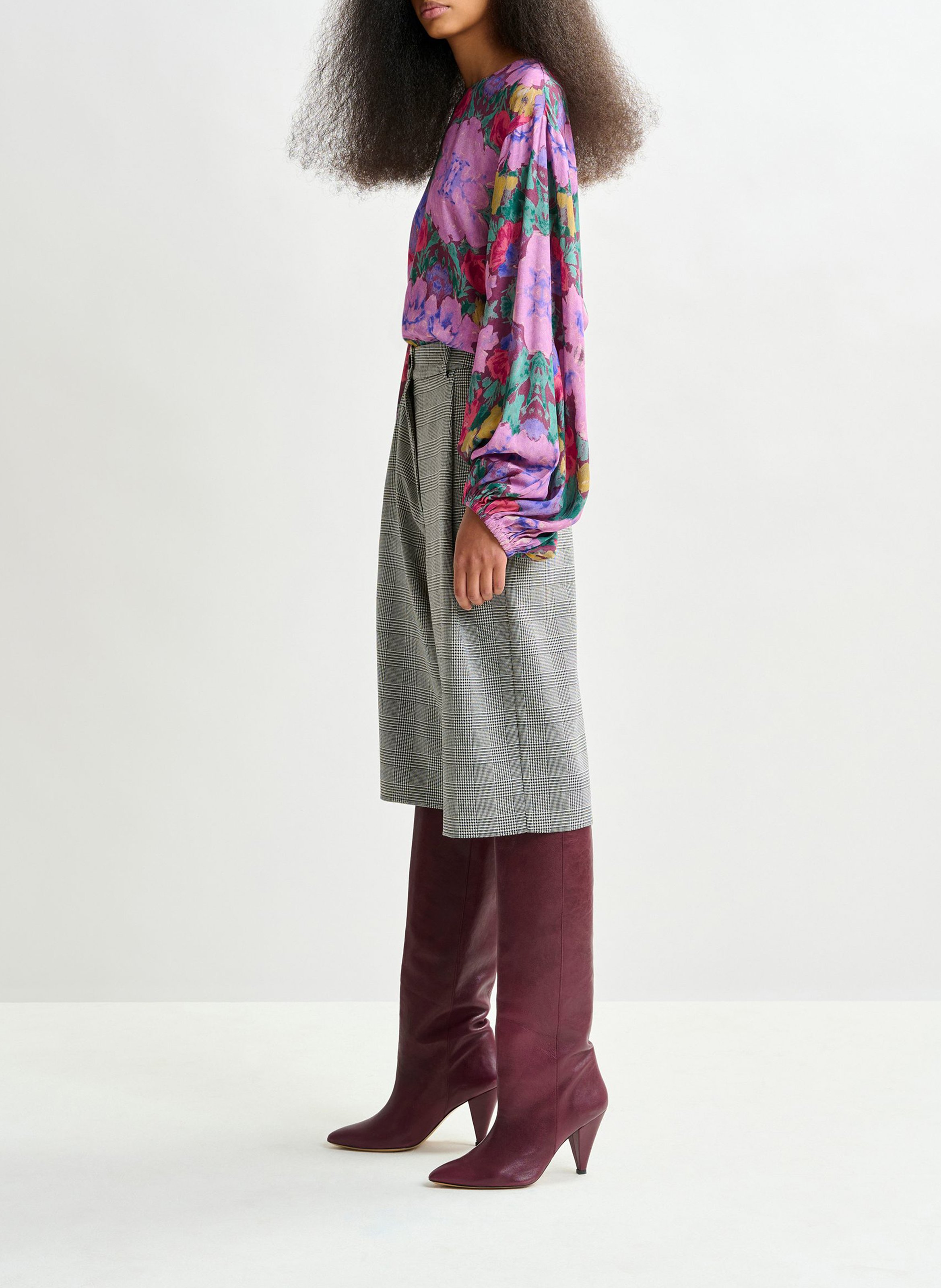 Bermuda taille haute à carreaux ESSENTIEL ANTWERP Gris