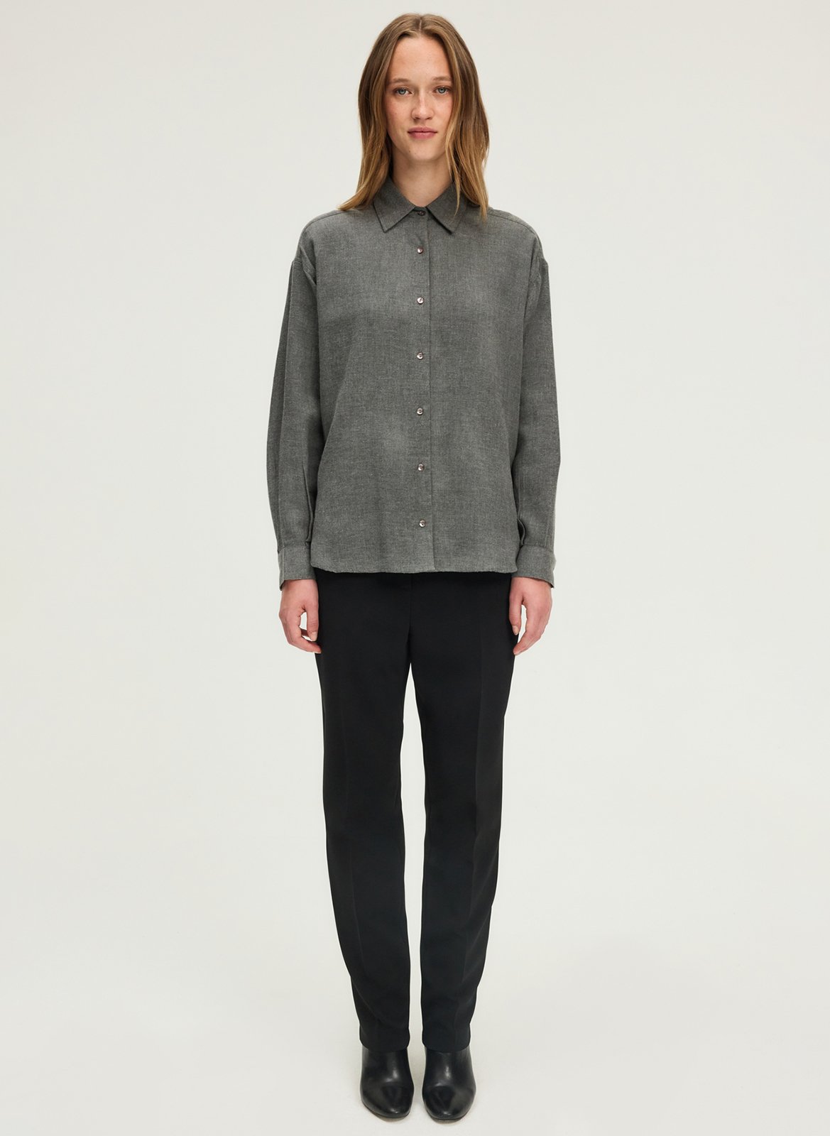 Oversized cotton-blend shirt with classic collar PABLO Grey