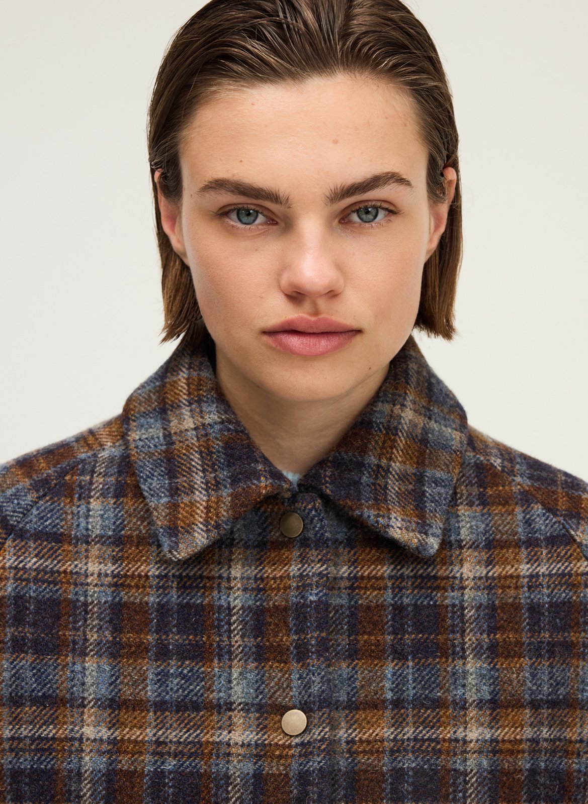 Oversized wool checkered jacket PABLO Blue