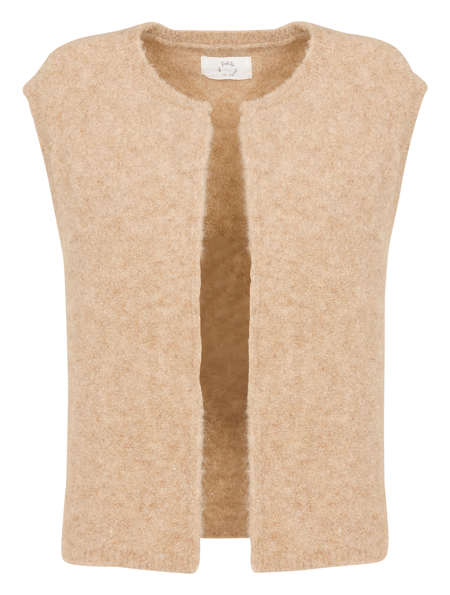 Round-neck mixed-knit cardigan DES PETITS HAUTS Beige