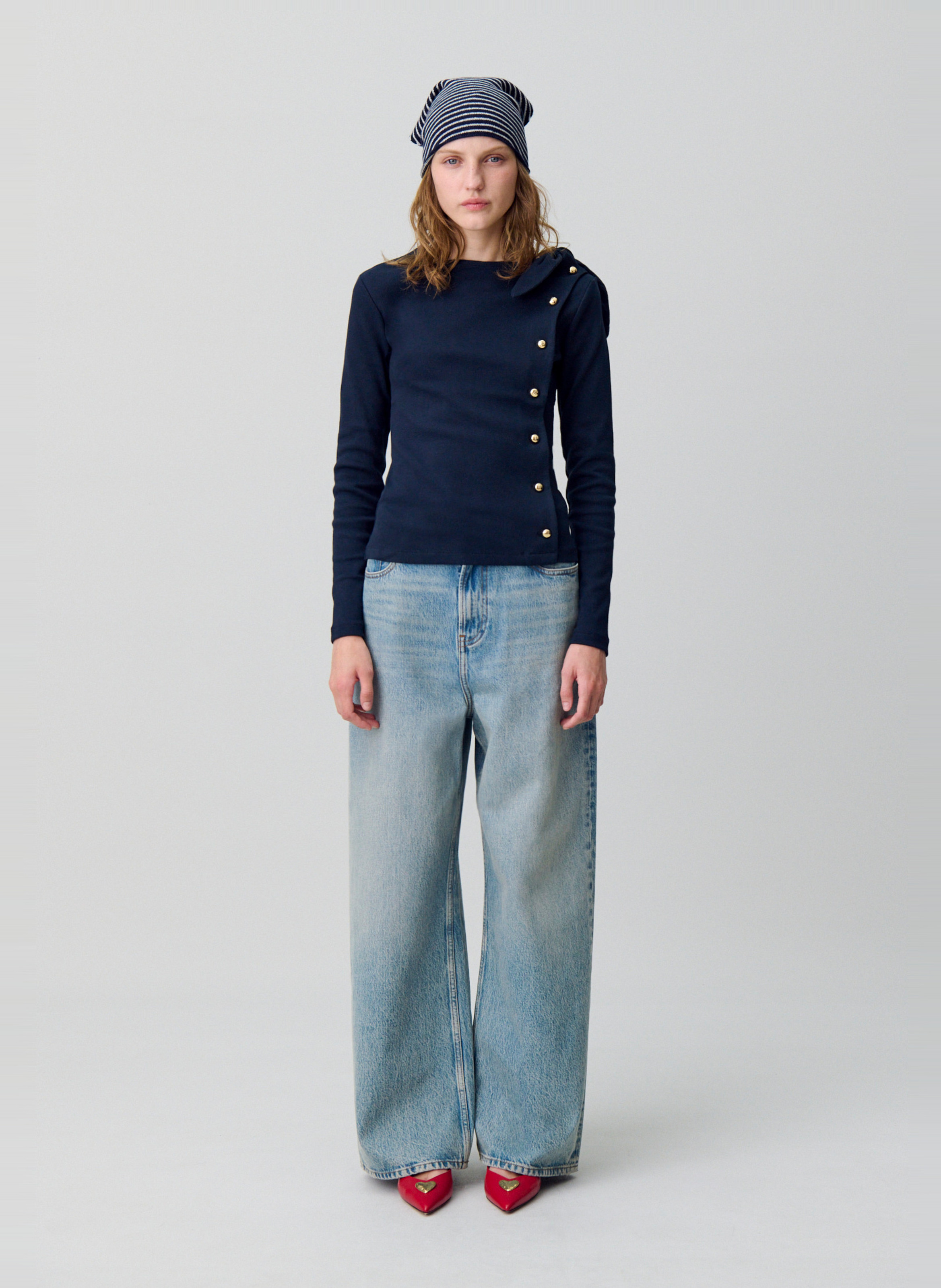 Pull en coton mélangé col rond CLAUDIE PIERLOT Bleu