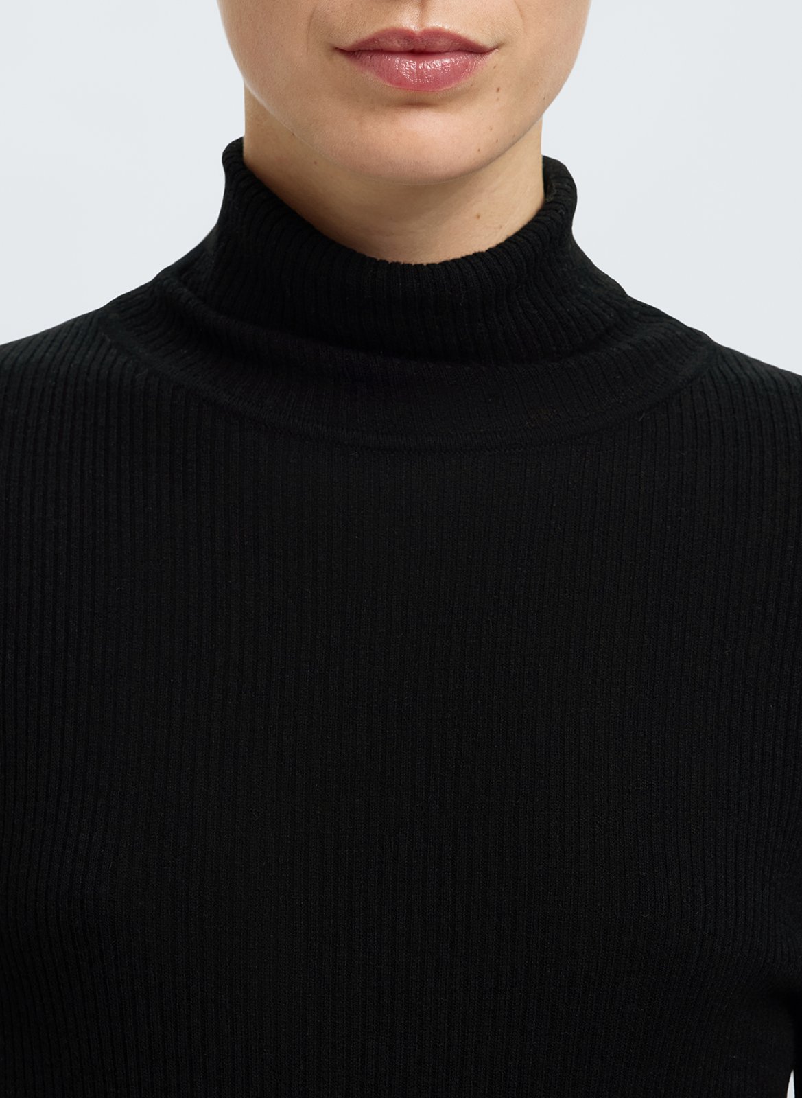 Sous-pull ajusté col roulé en maille SELECTED Noir