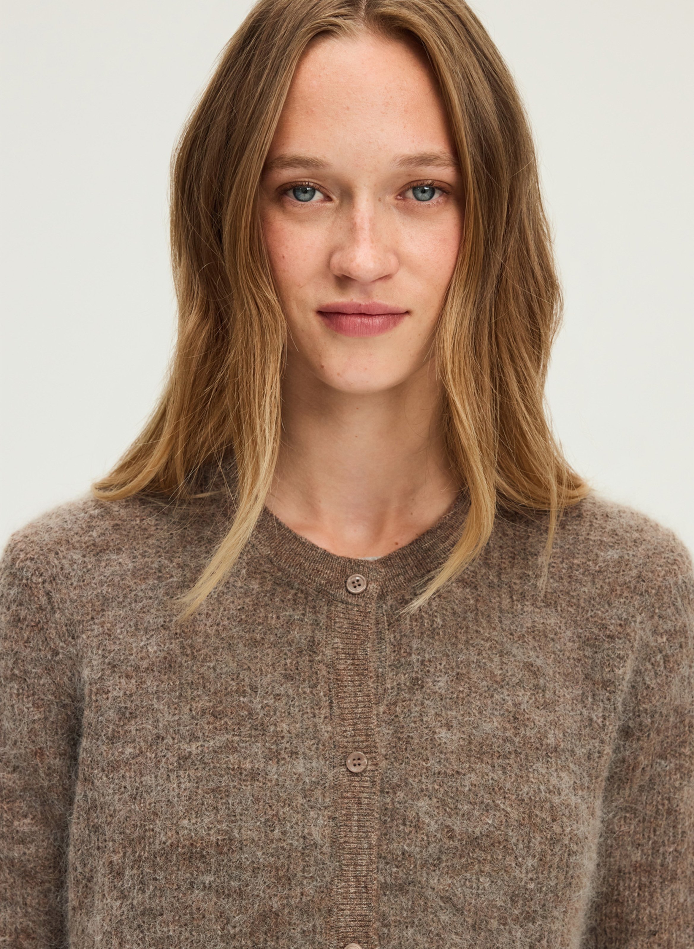 Gilet droit en maille PABLO Marron