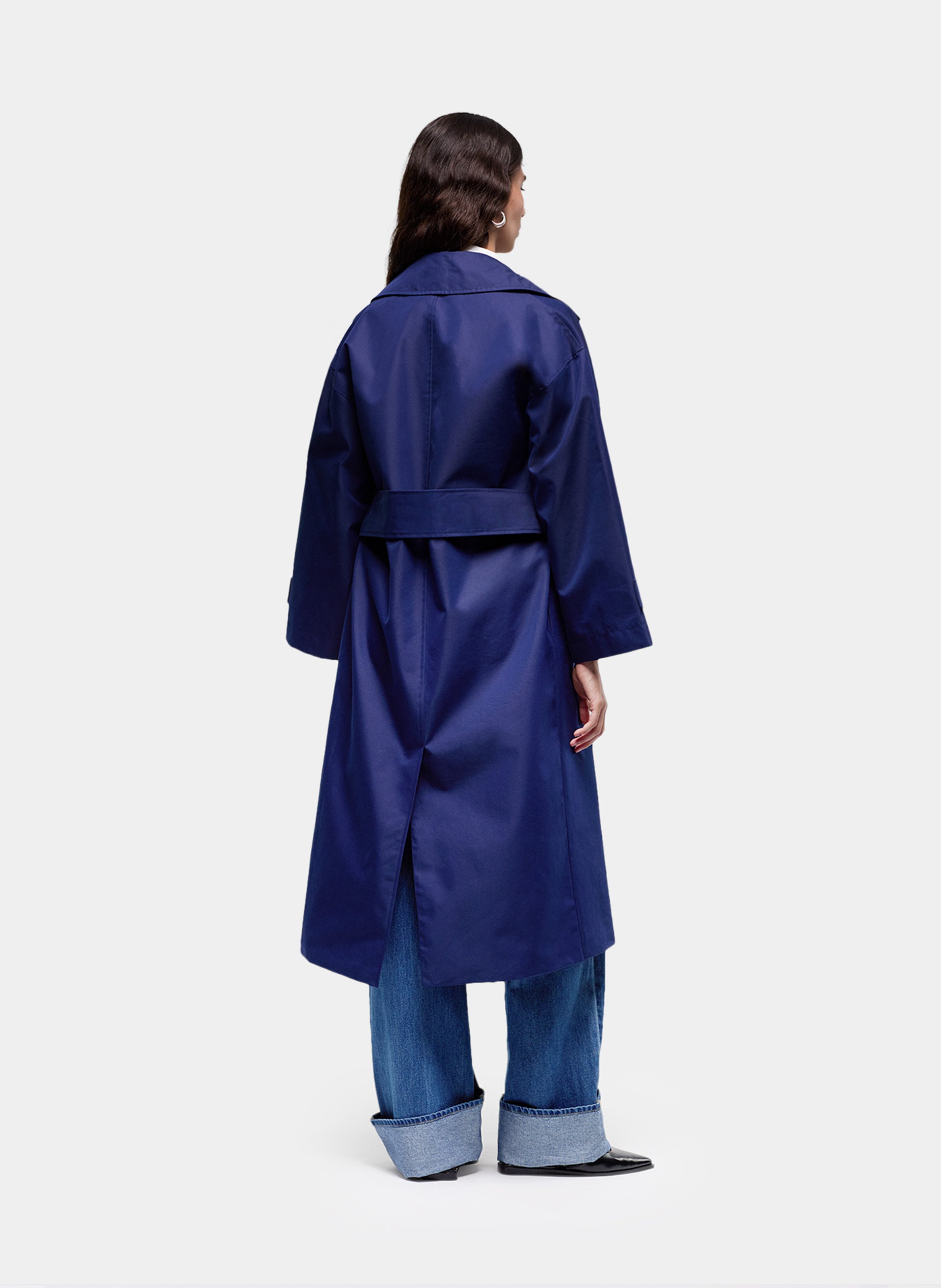 Long belted plain trench coat LAAGAM Blue
