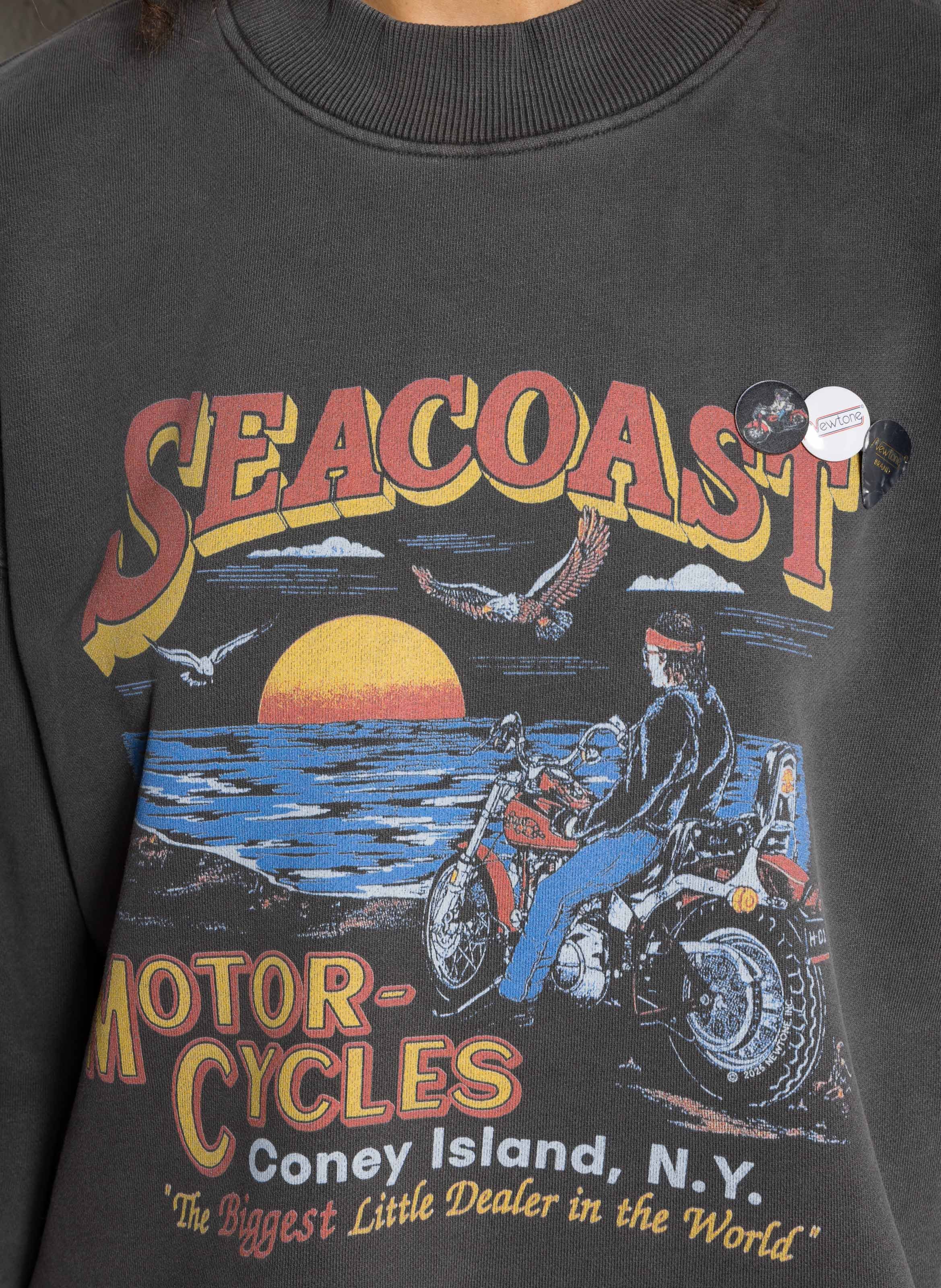 Sweat ample col montant sérigraphié en coton NEWTONE Gris