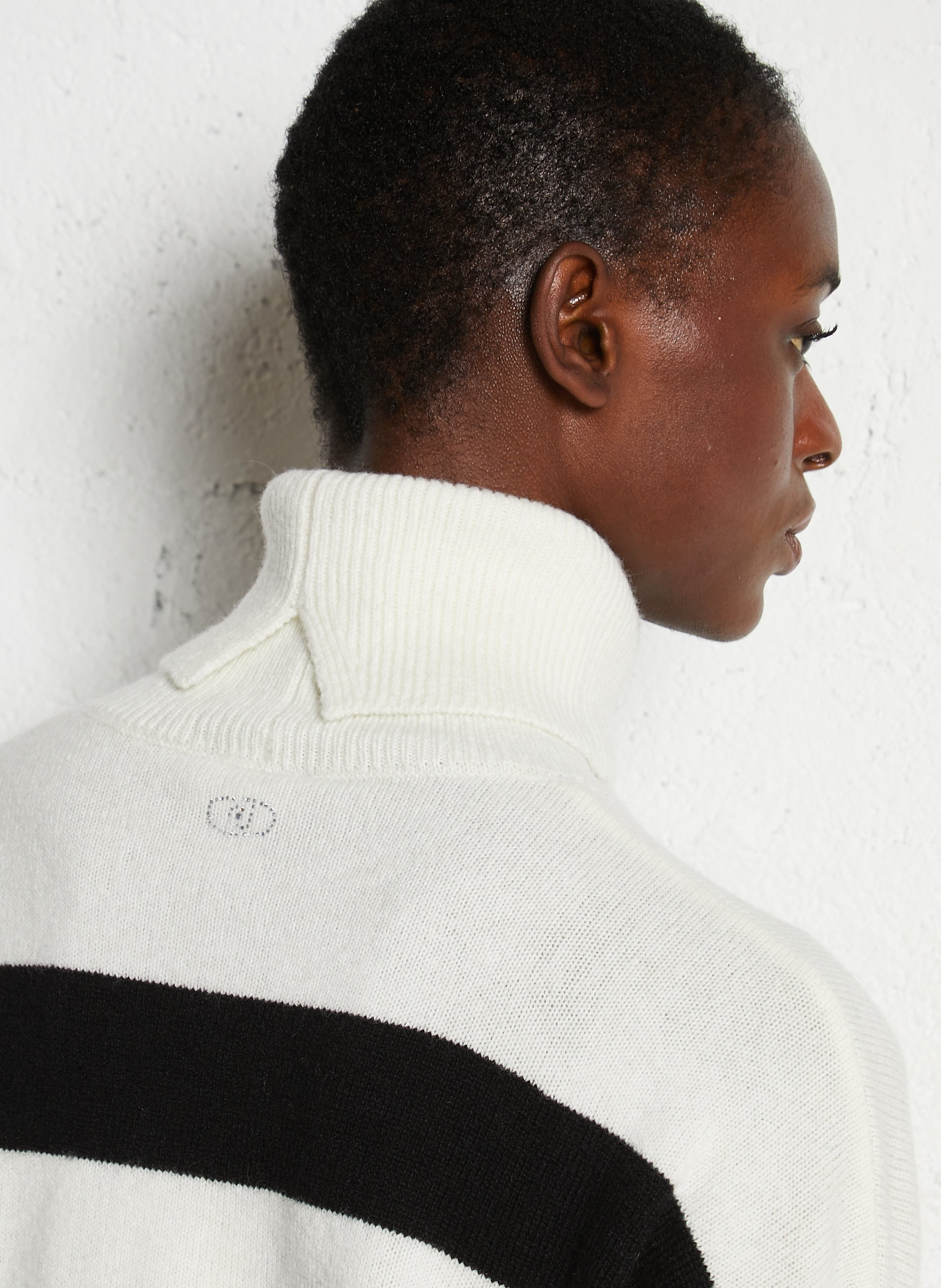 Pull col roulé rayé à boutons fantaisies LIU JO Multicolore