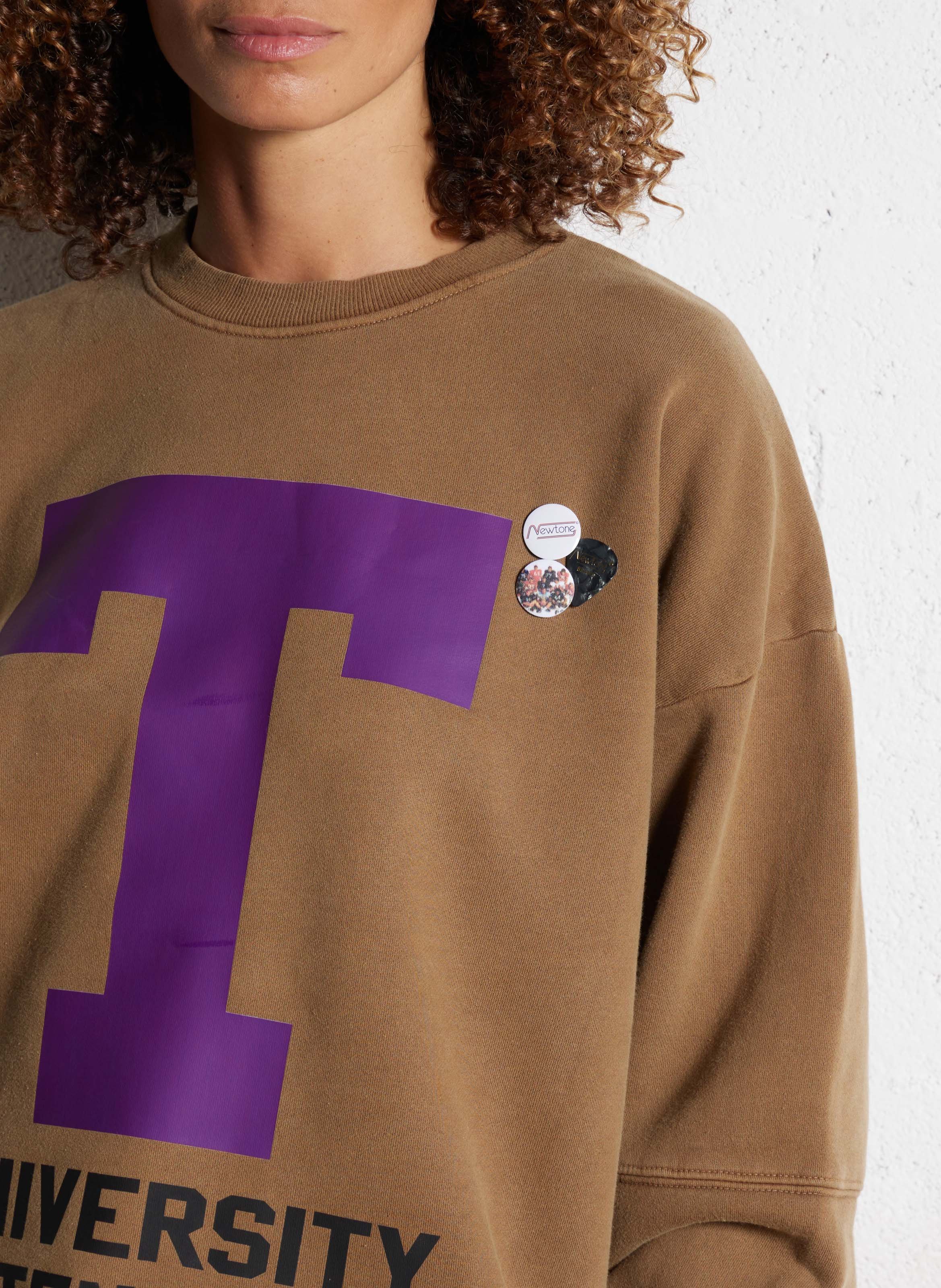 Sweat droit sérigraphié en coton mélangé NEWTONE Marron