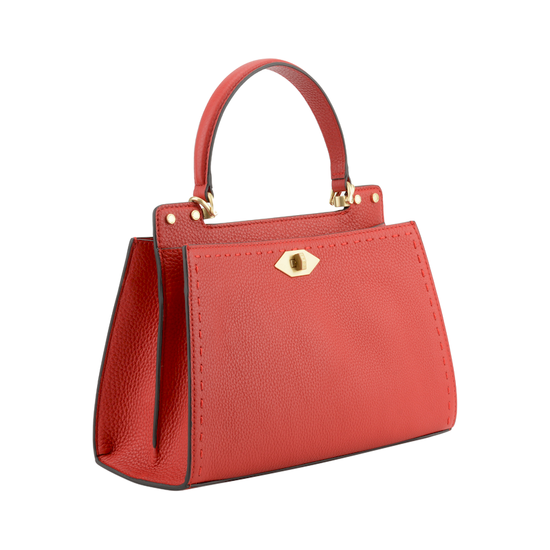 Handbag - cowhide leather POURCHET Red