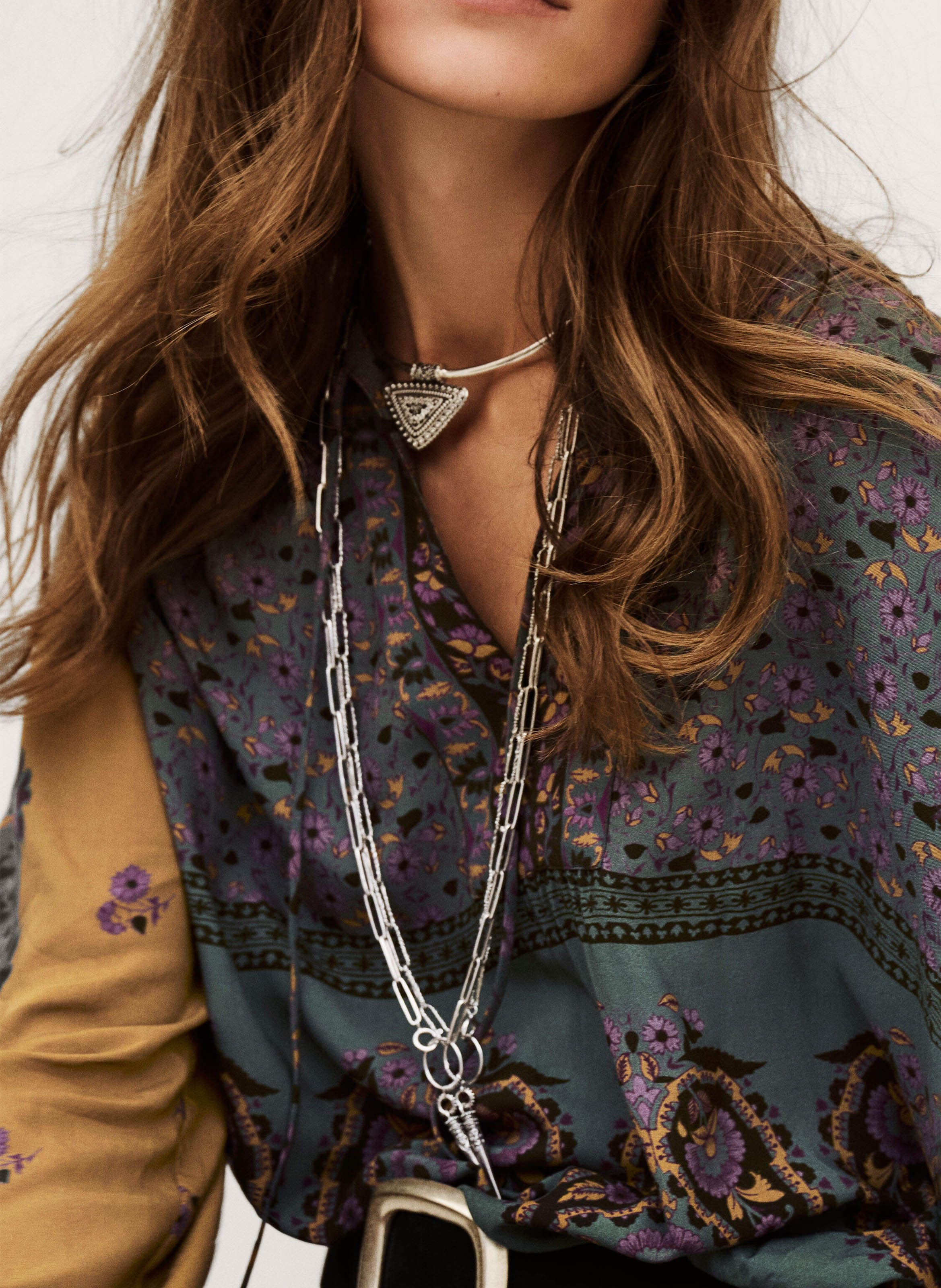 Blouse col v imprimée BA&SH Marron