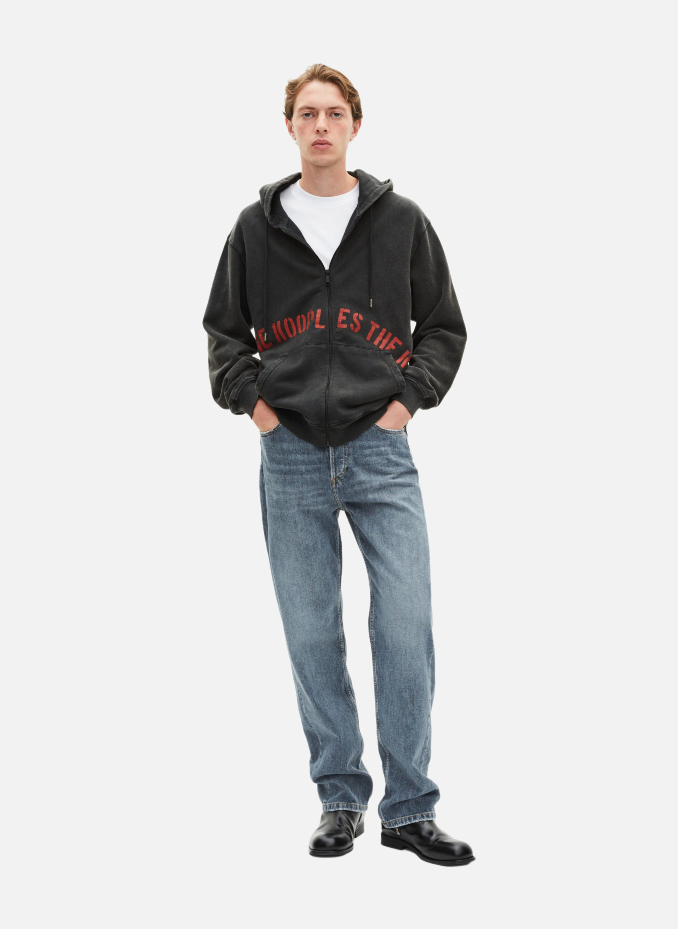 Zip-up sweatshirt with screen printing THE KOOPLES Black