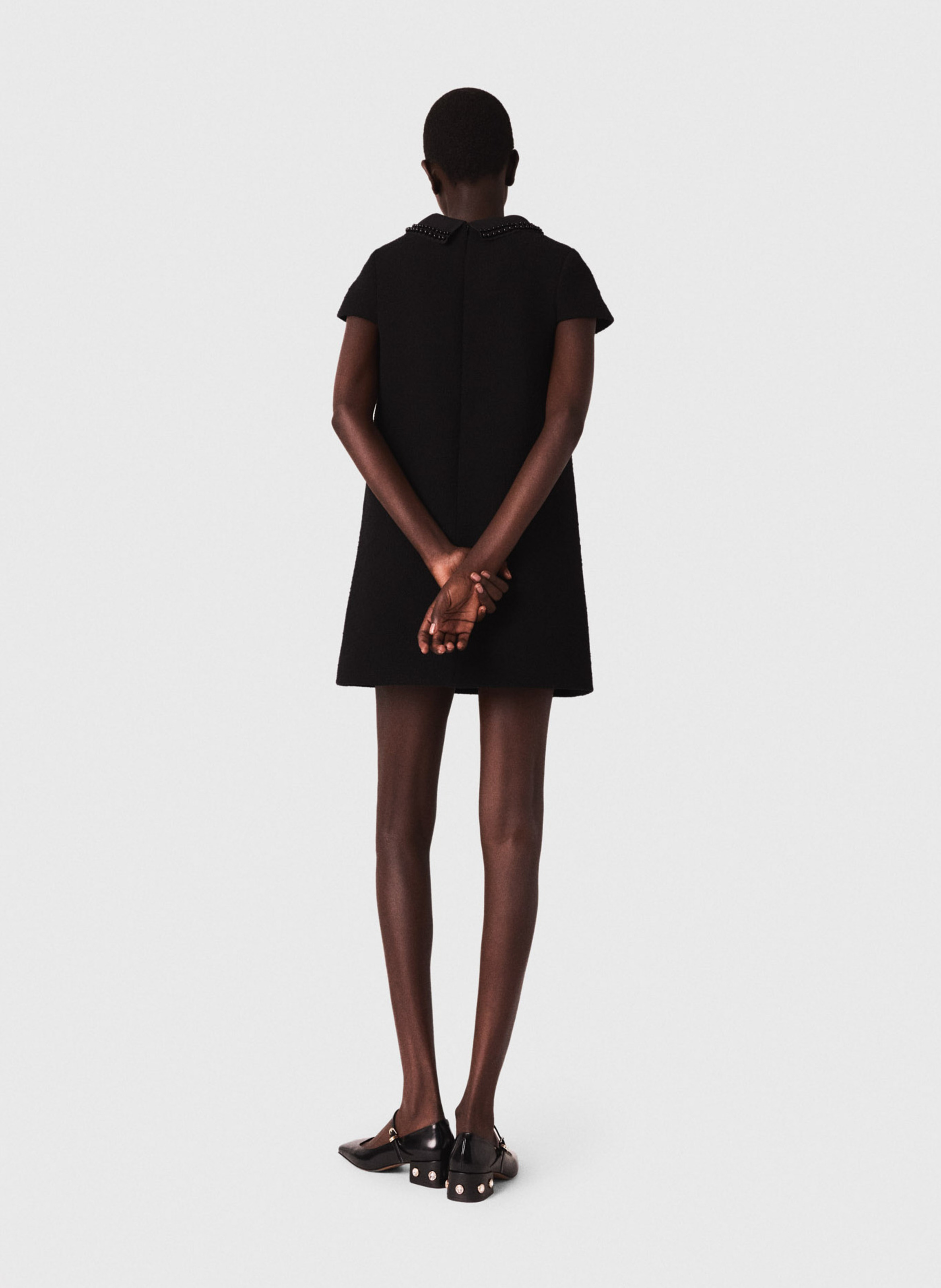 Robe courte col rond  MAJE Noir