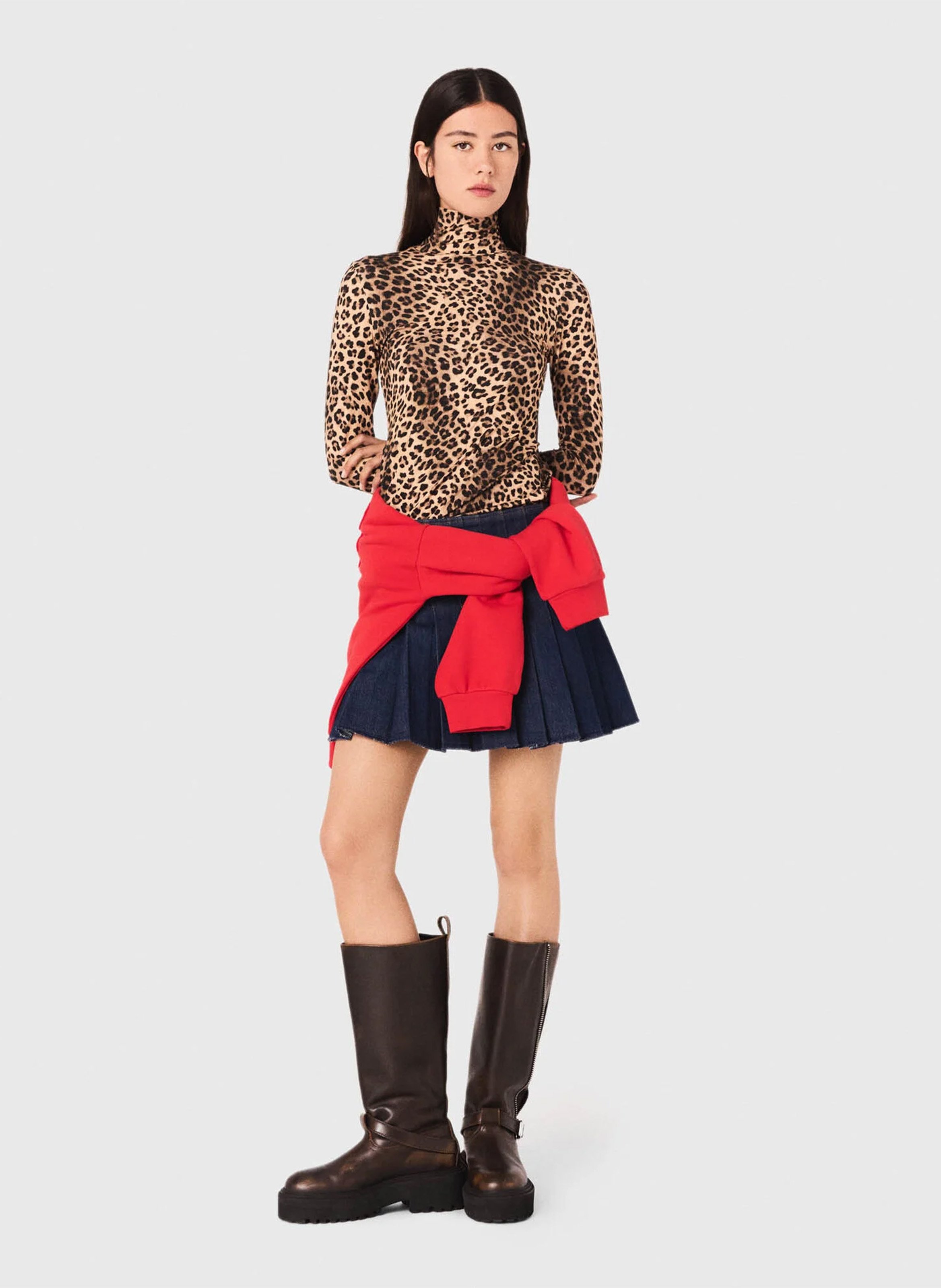 Top col montant imprimé léopard MAJE Multicolore