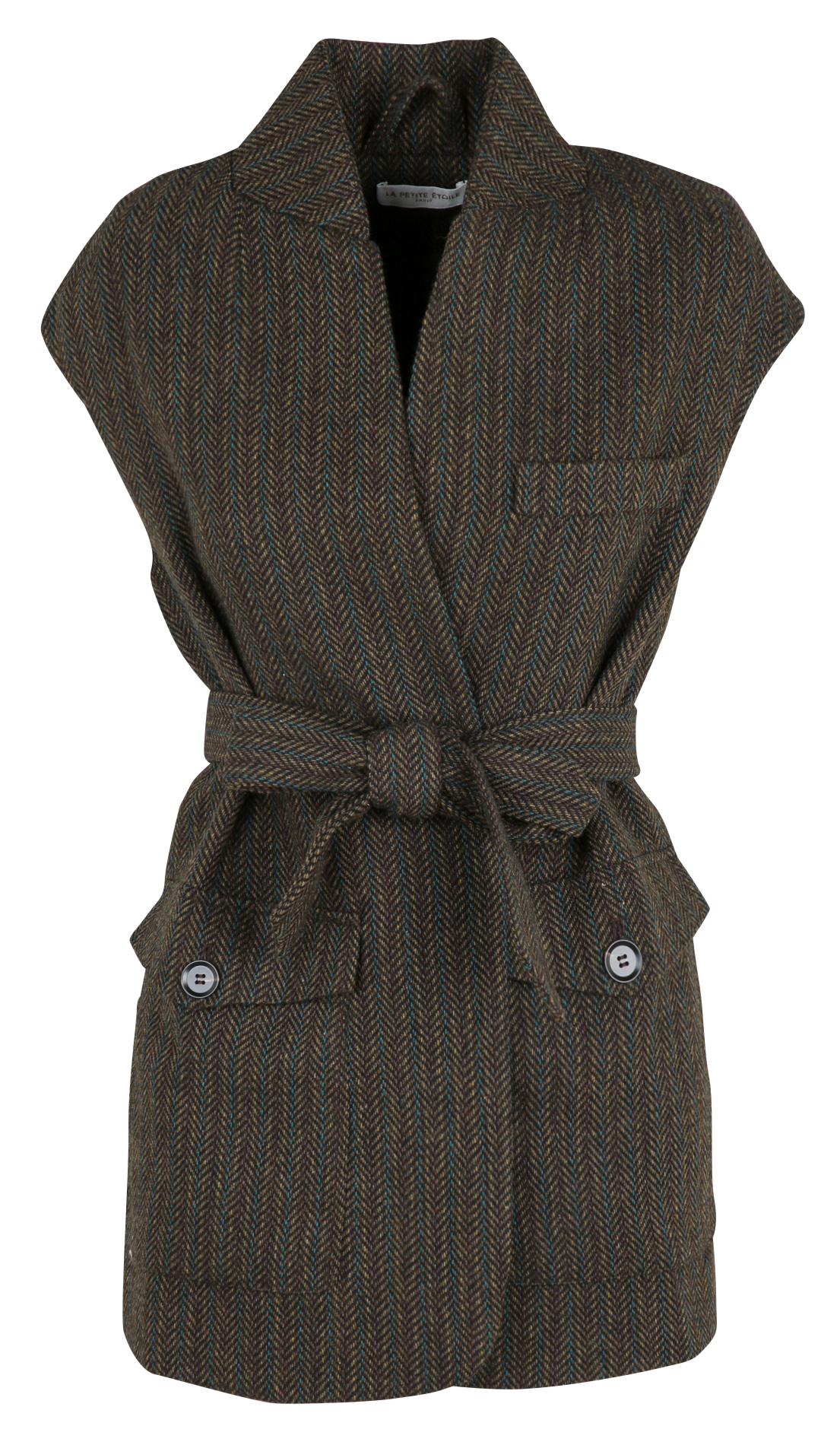 Oversized shawl collar printed jacket LA PETITE ETOILE Brown