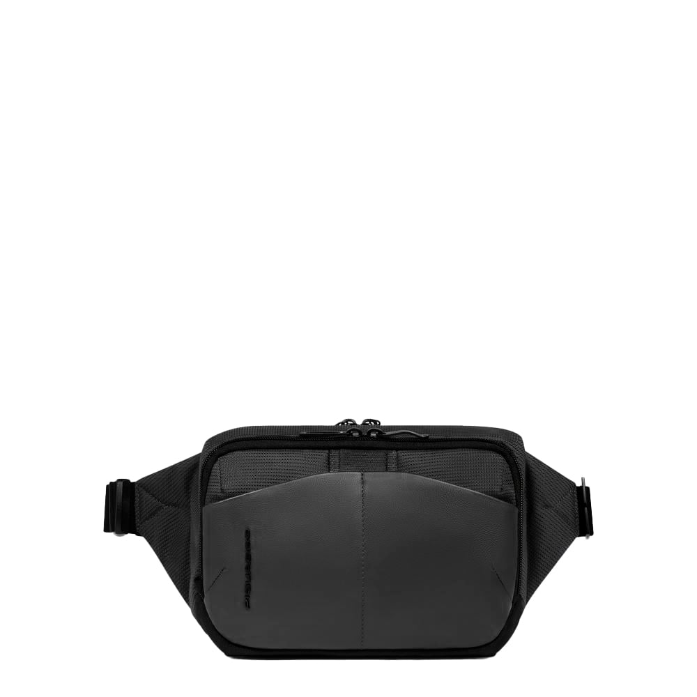 Fanny pack in recycled fabric and bio-sourced material with RFID protection PIQUADRO