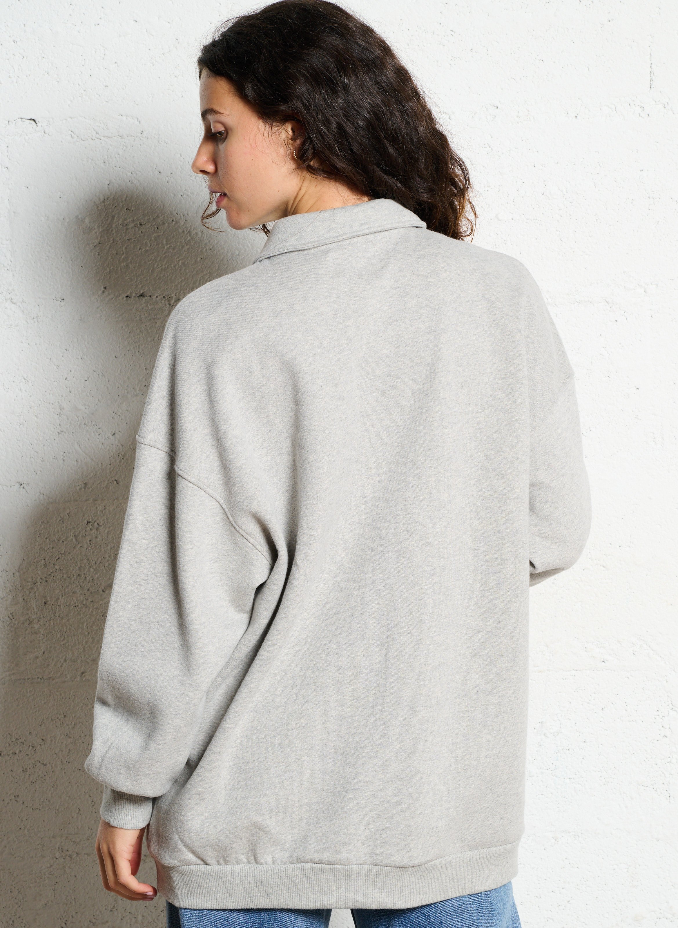 Oversized plain sweatshirt with decorative buttons DES PETITS HAUTS Grey