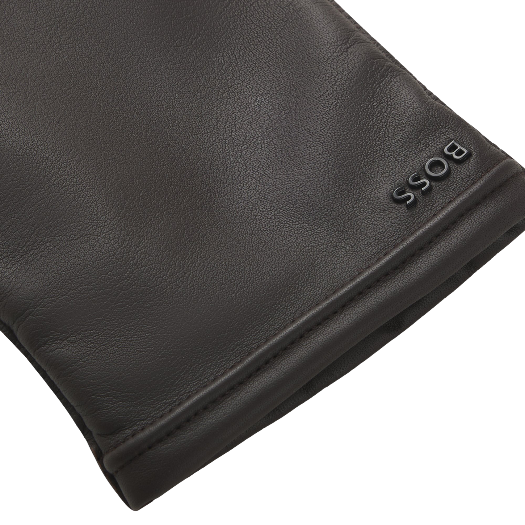 Plain leather gloves BOSS Brown