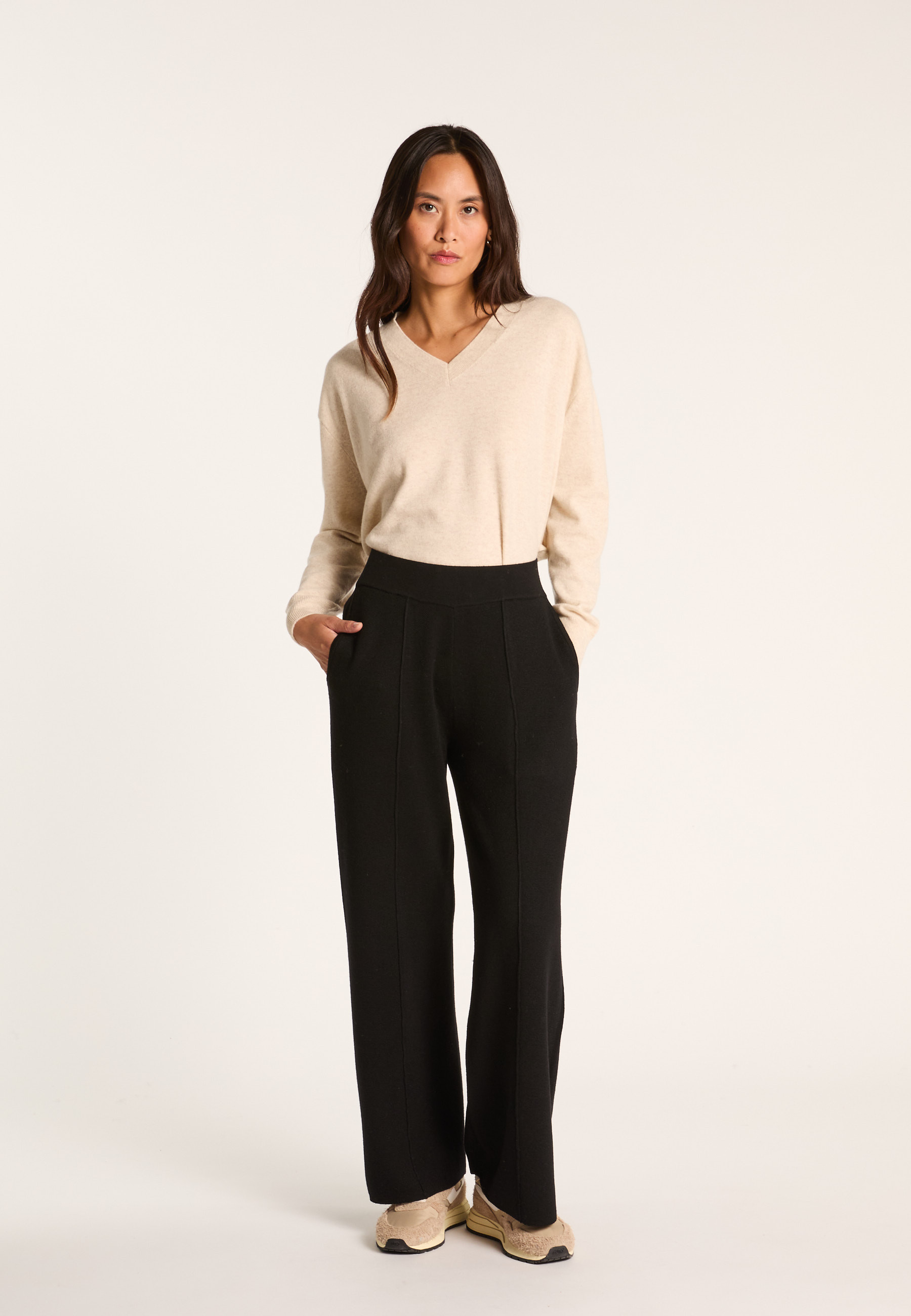 Merino wool trousers BILLIE 01-noir