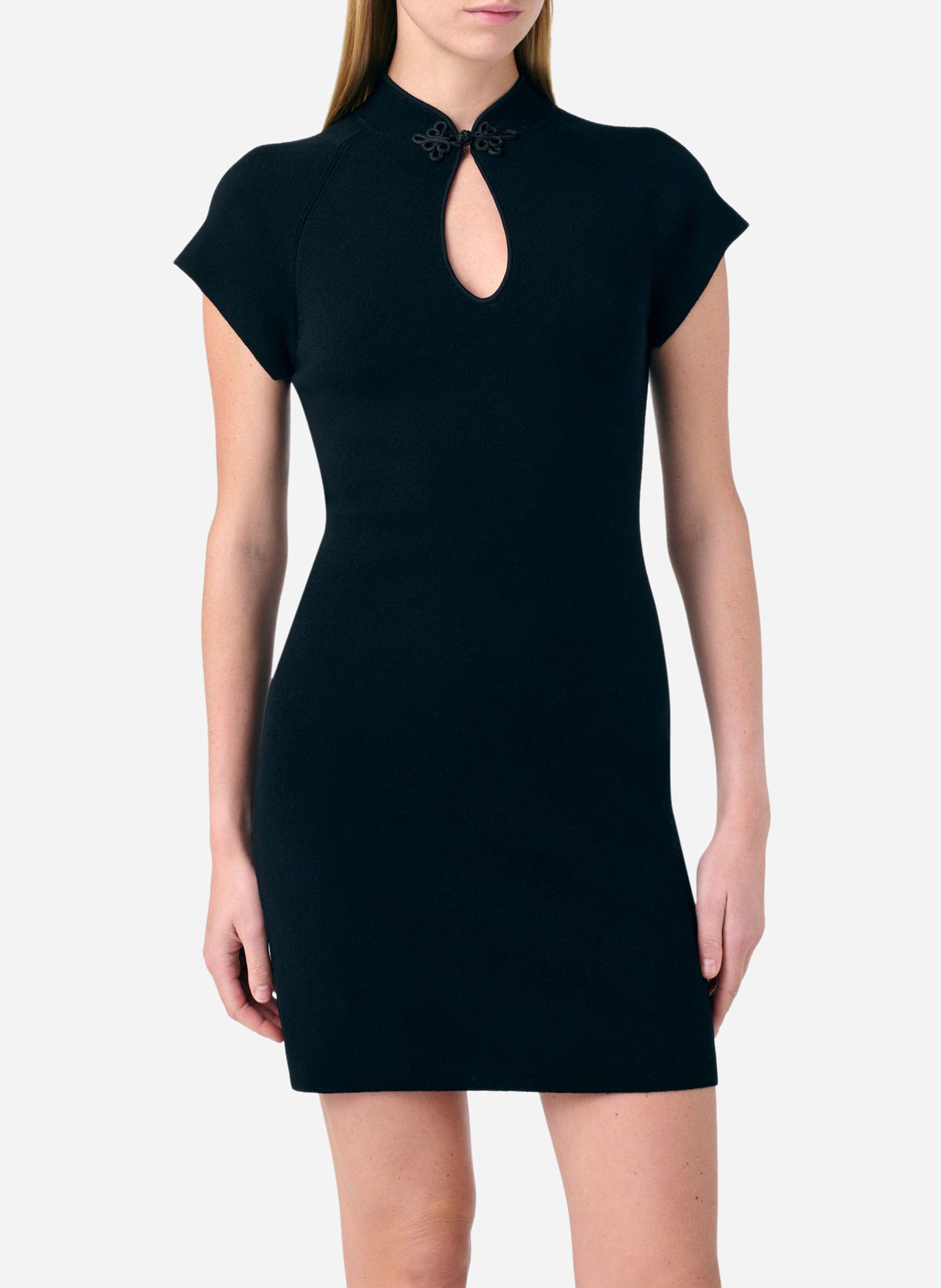Short dress with high neck in cotton and wool blend VANESSA BRUNO Black