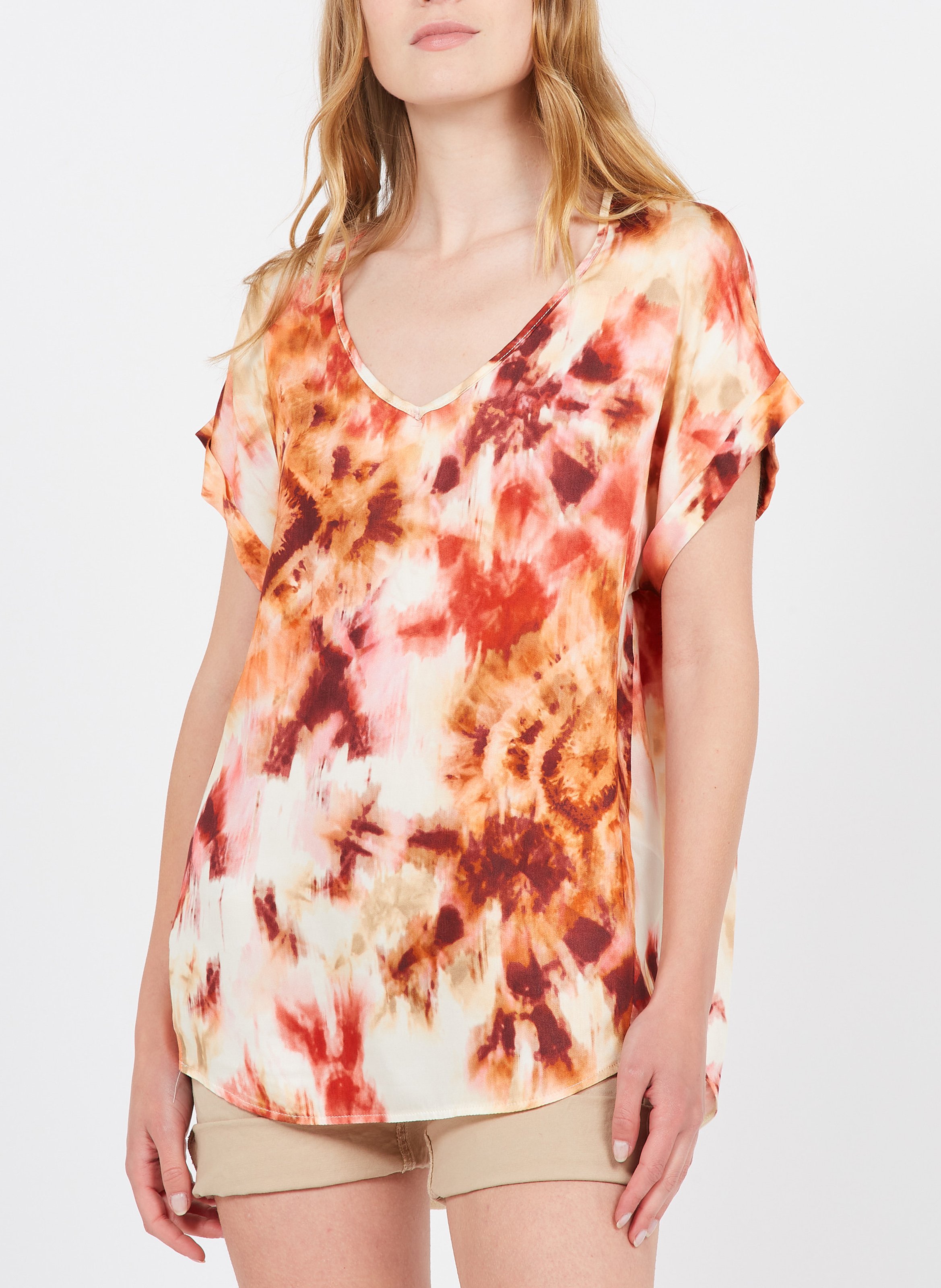 Top col V imprimé PLEASE Multicolore