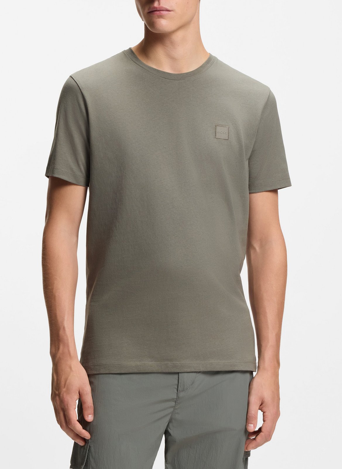 Short-sleeved round-neck cotton T-shirt  Gris chine
