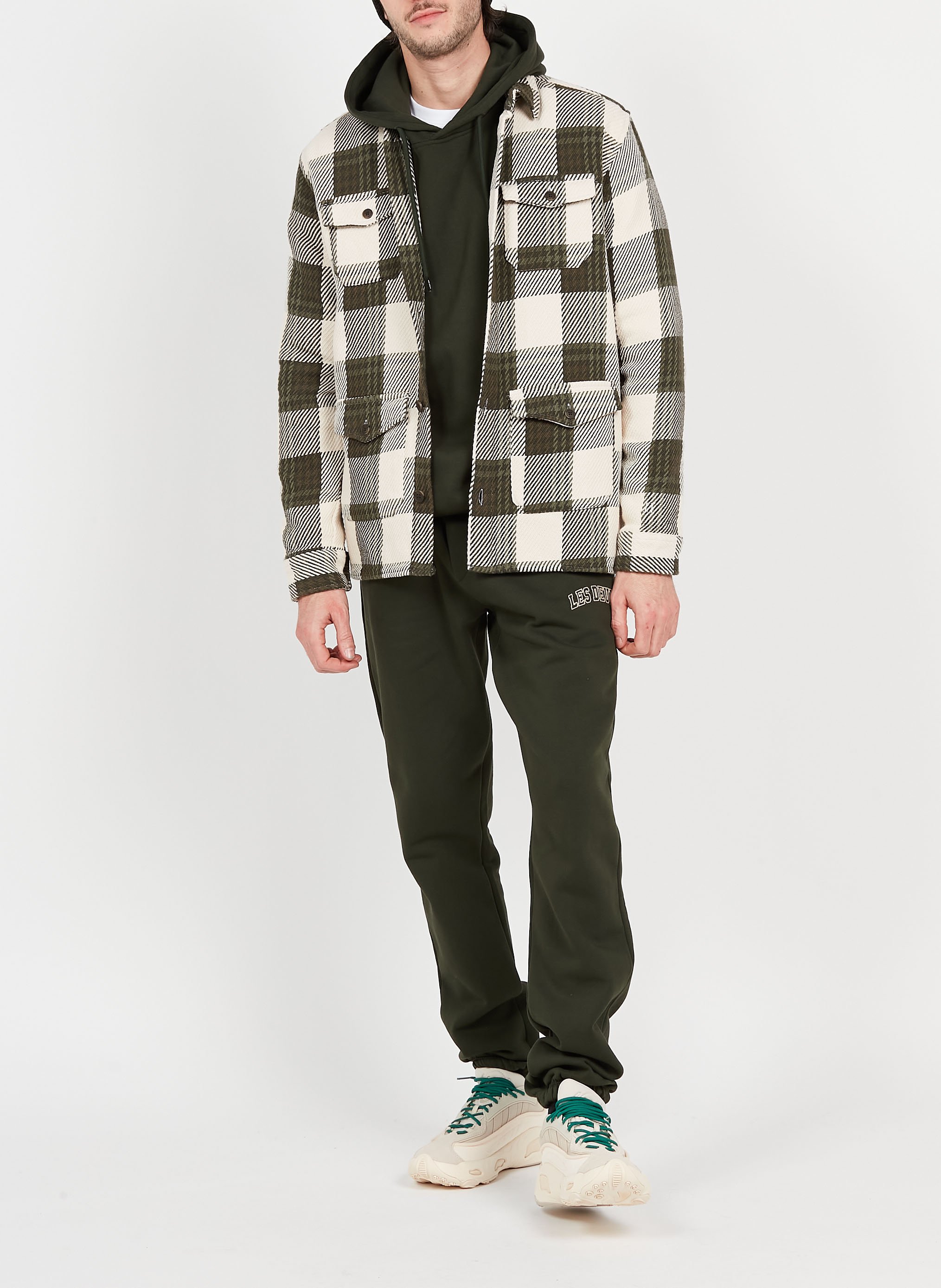 Surchemise à carreaux en sergé de coton Vert