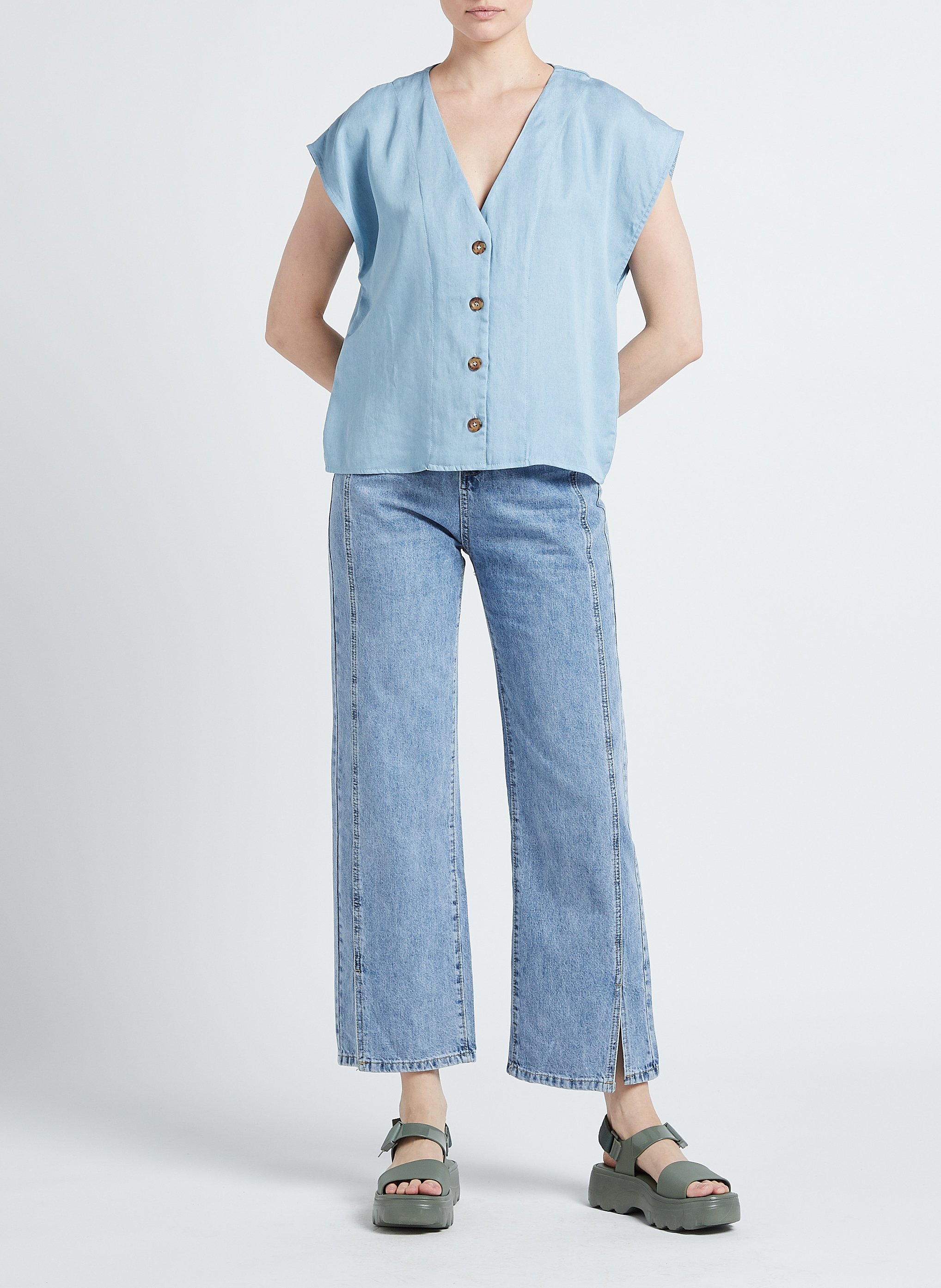 Top met V-hals RITA ROW Blauw