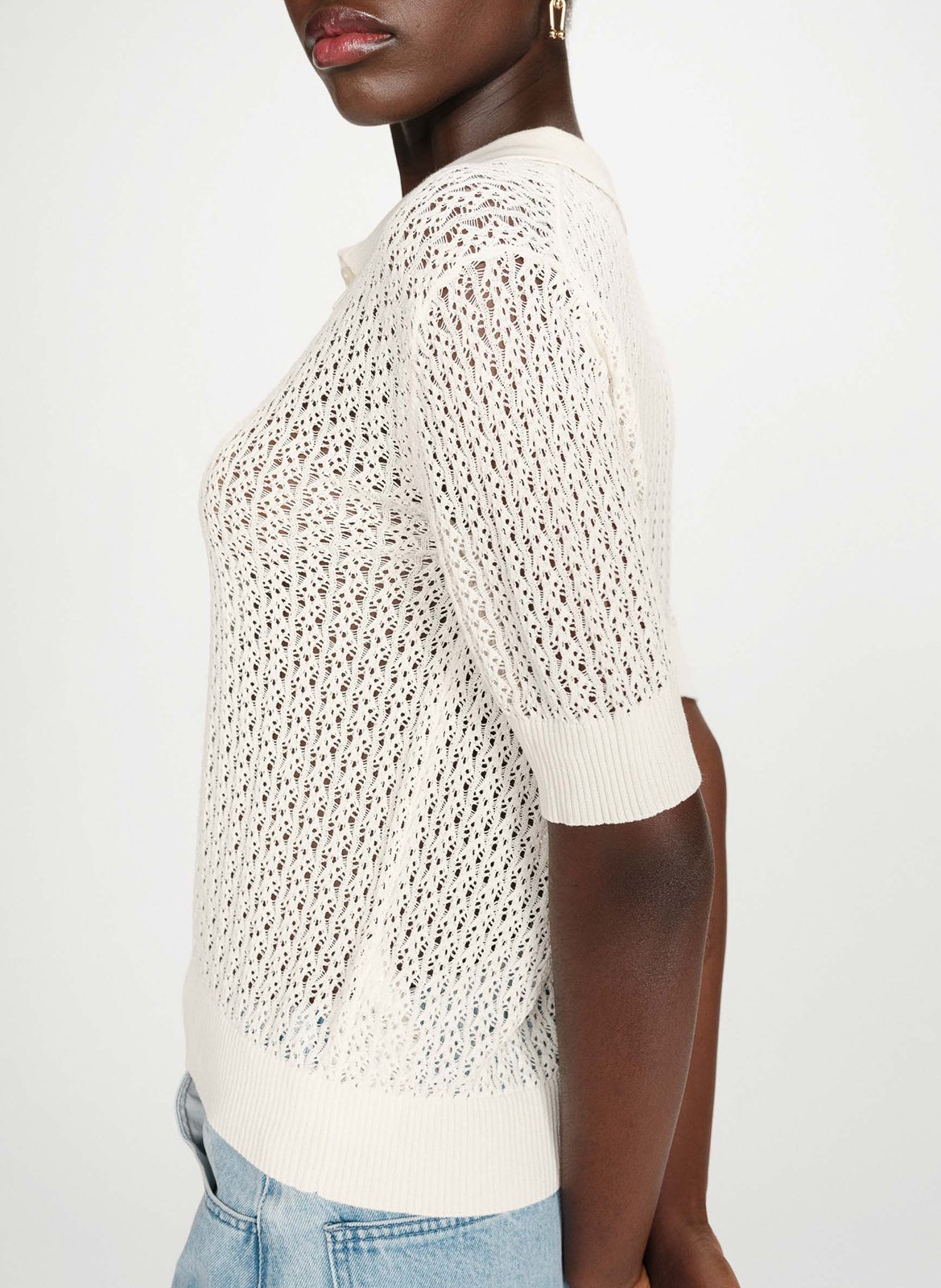 Straight knit fancy cardigan GRACE ET MILA White