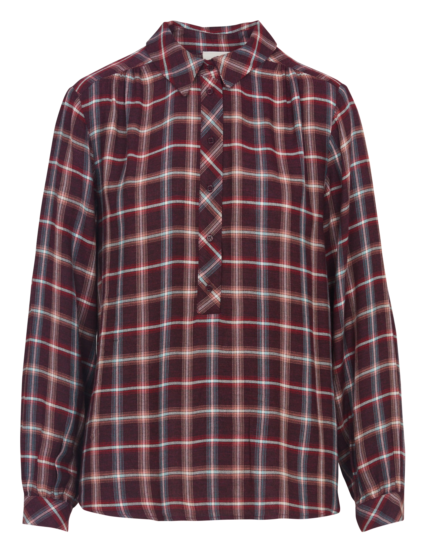 Blouse droite col classique à carreaux MAISON 123 Rouge