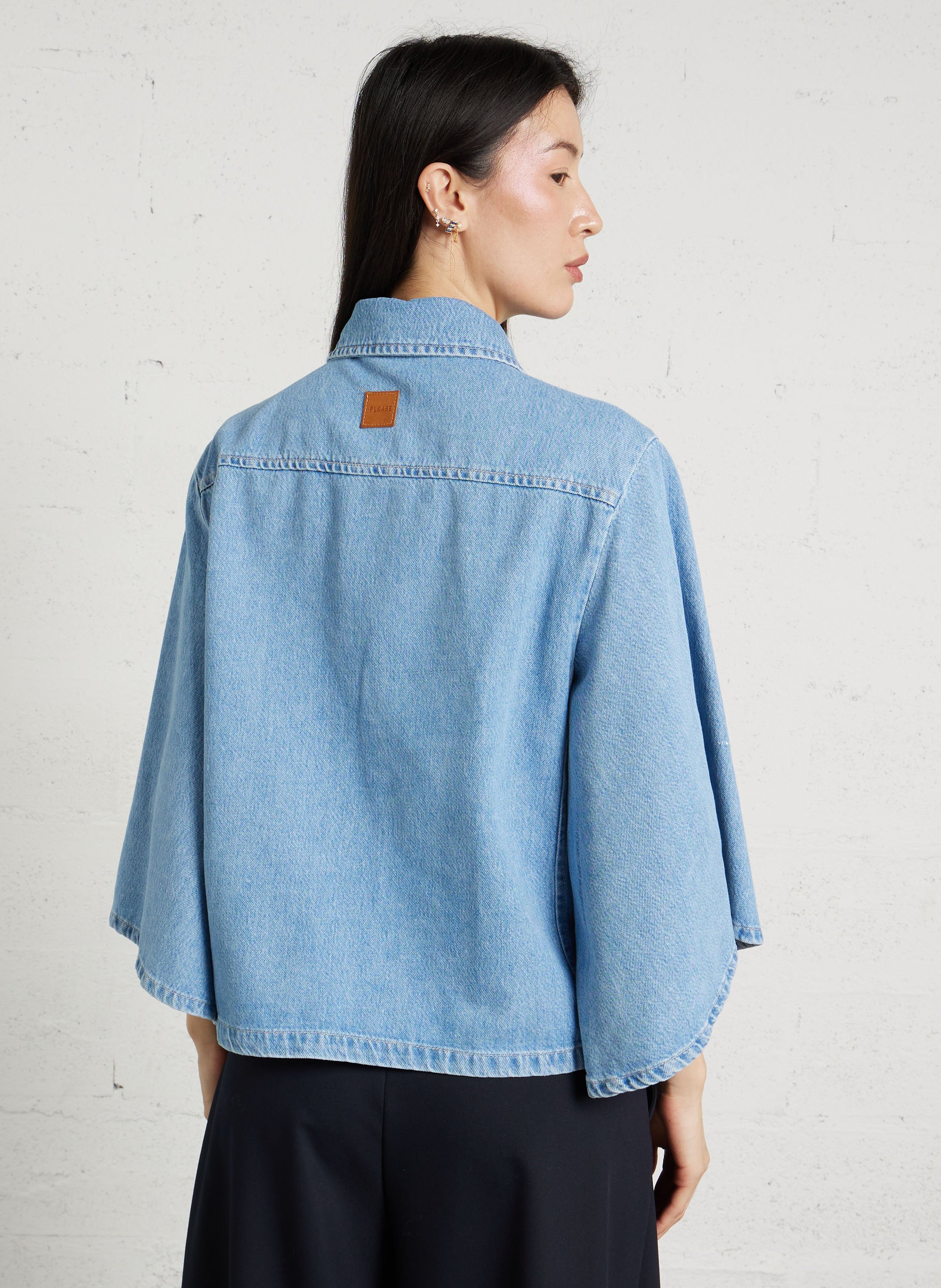 Cotton-blend jacket with classic collar PLEASE Blue