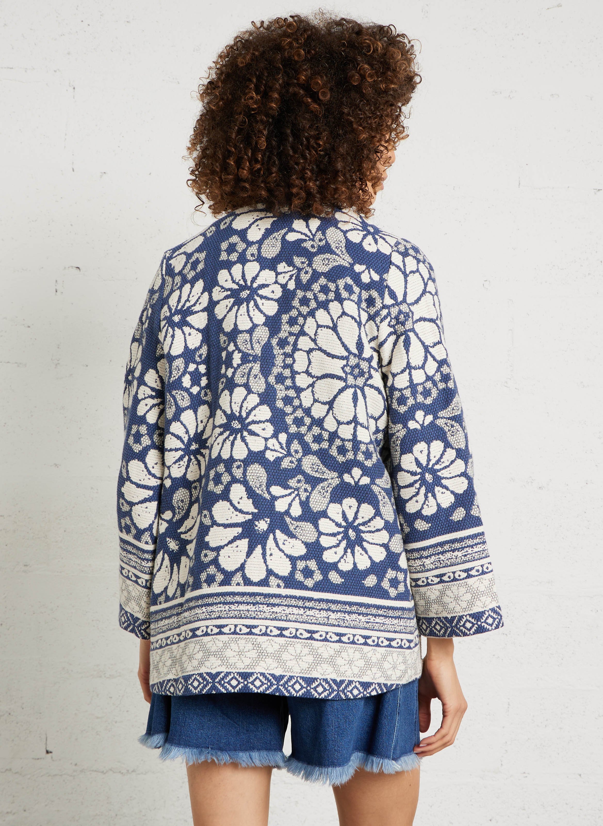 Gerader Mantel mit Rundhalsausschnitt aus Baumwolle SUD EXPRESS Blau