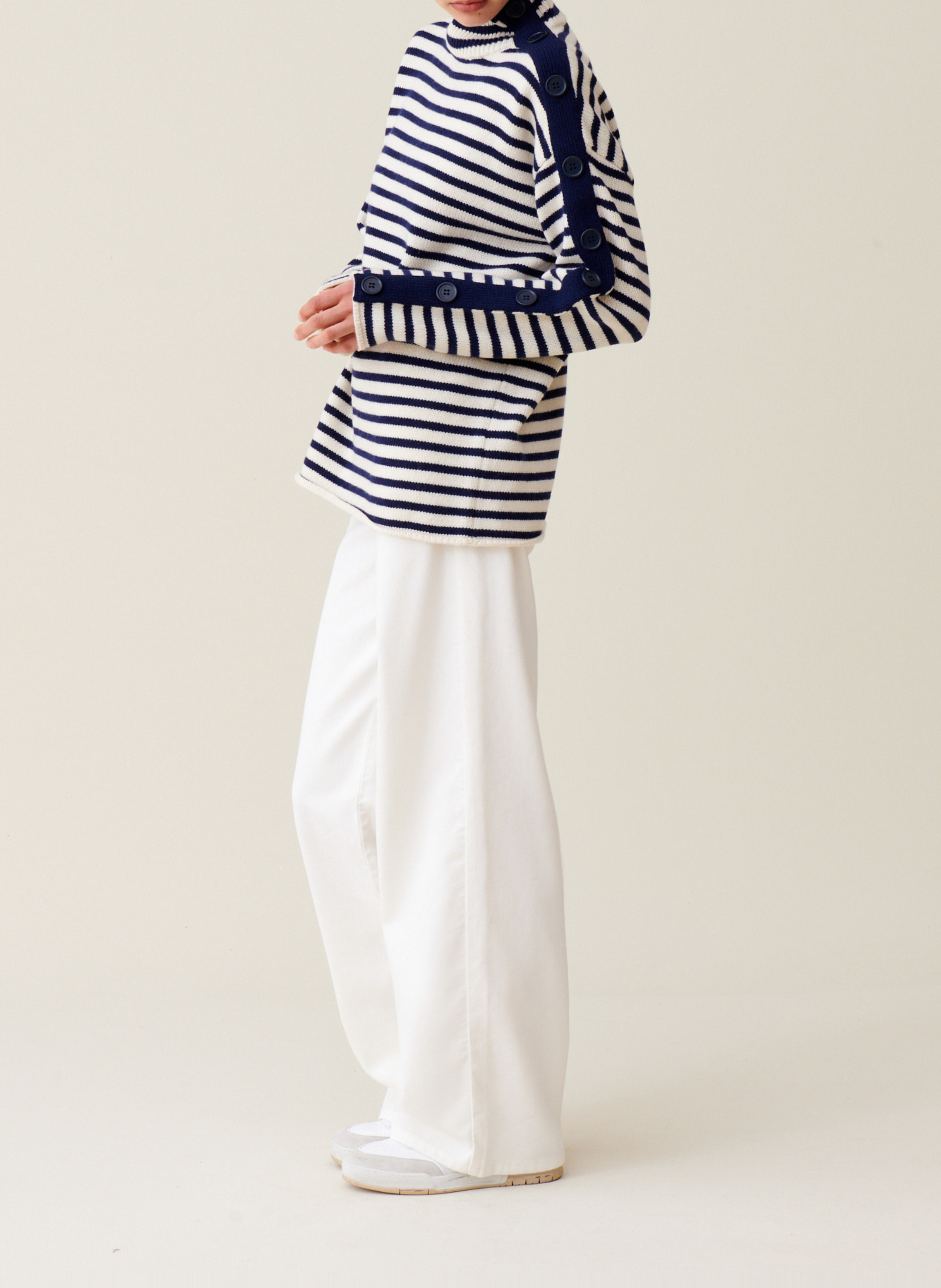 Gestreifter Rollkragenpullover mit Knopfleiste CLAUDIE PIERLOT Mehrfarbig