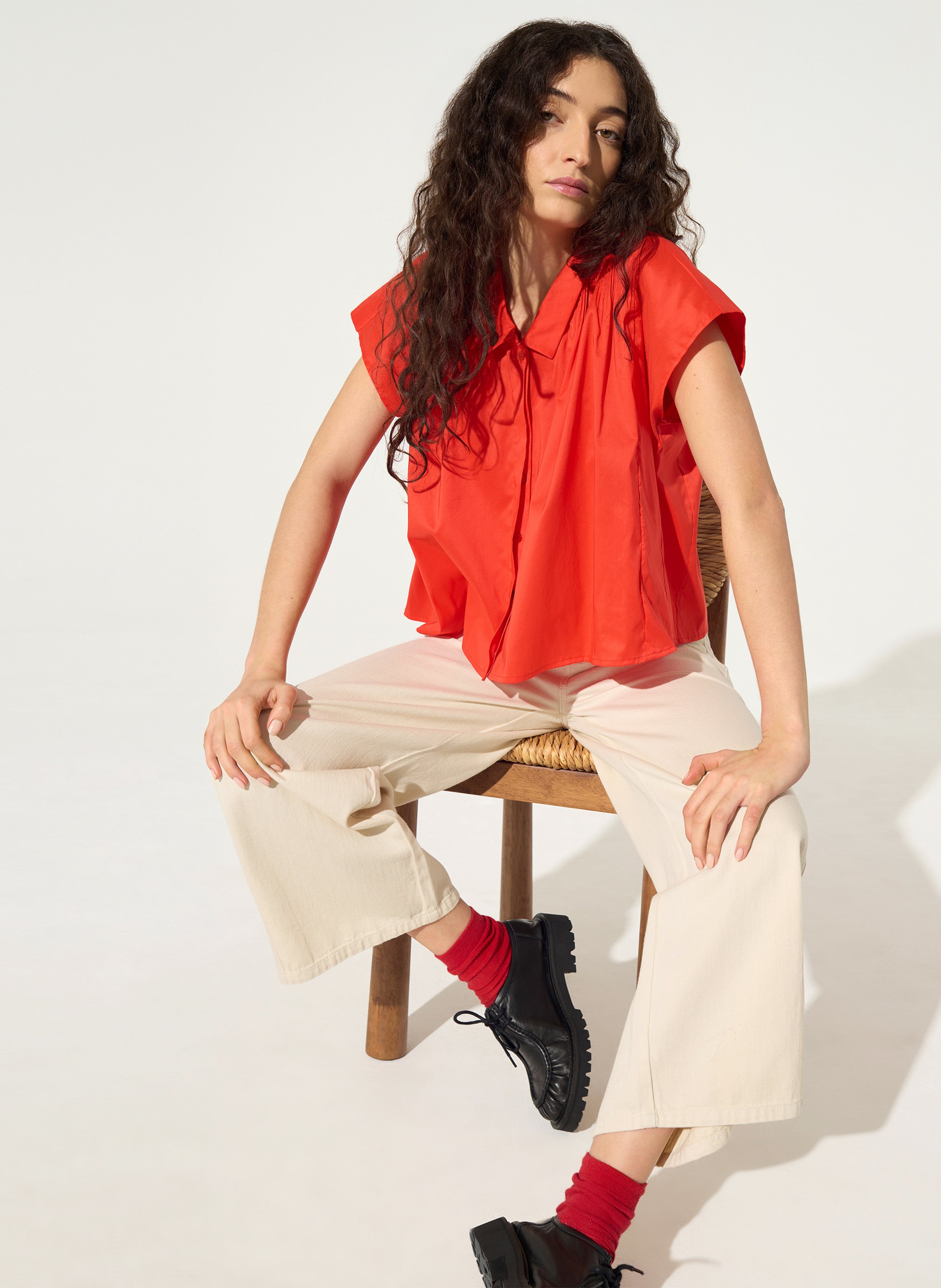 Classic shirt in blended cotton COTELAC Red