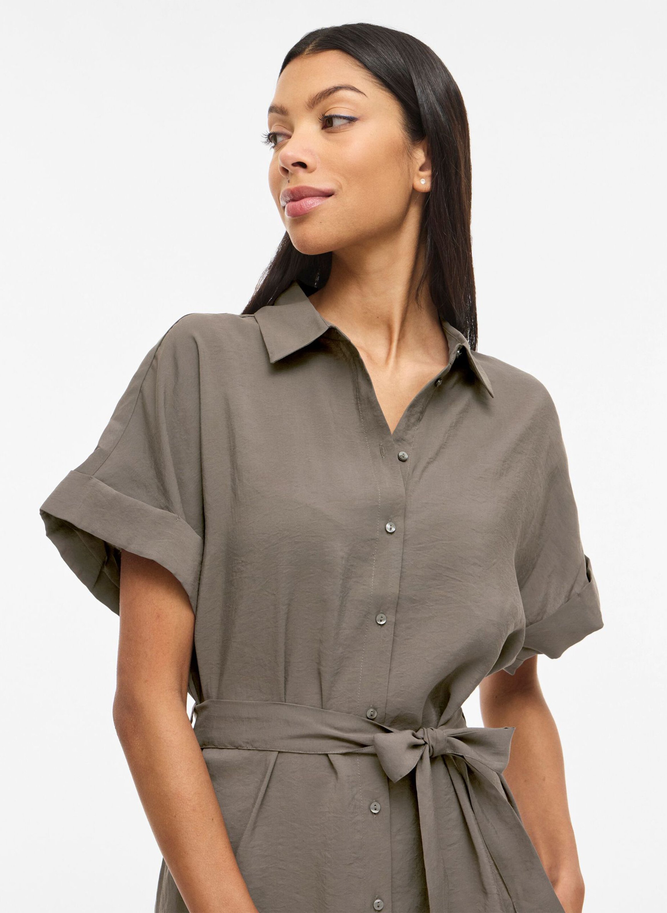 Robe longue col classique VILA Marron