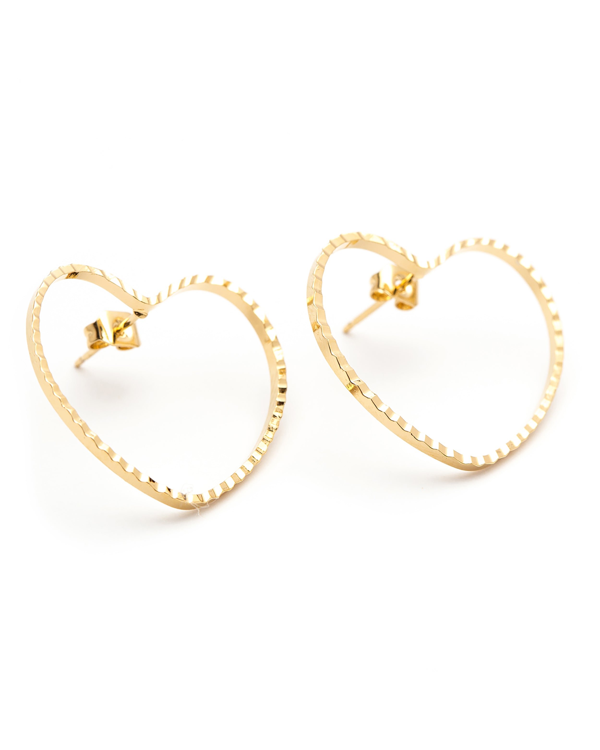 Large heart-shaped stud earrings in silver-plated. GoldenMONSIEUR SIMONE