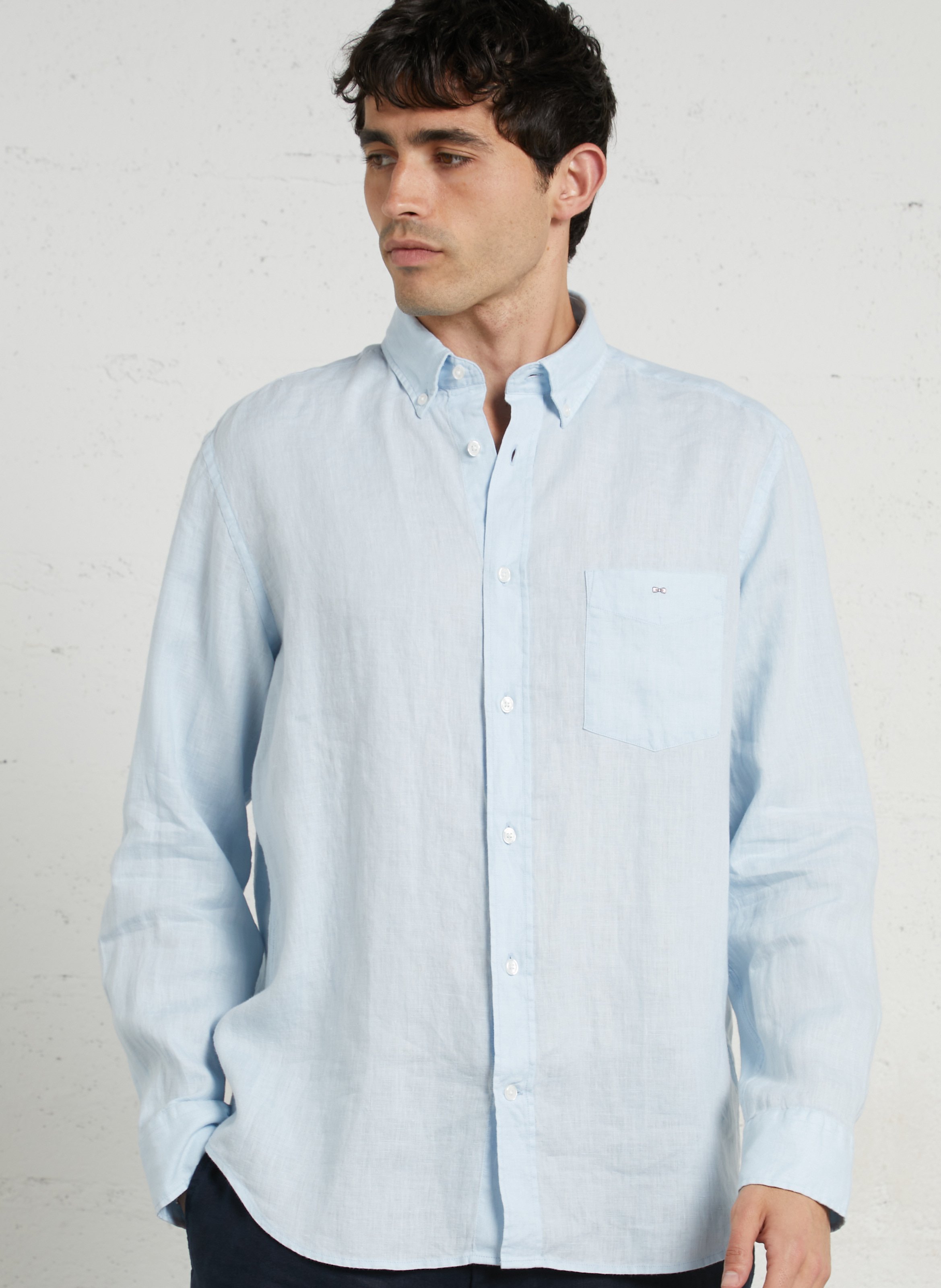 Chemise droite en lin EDEN PARK Bleu