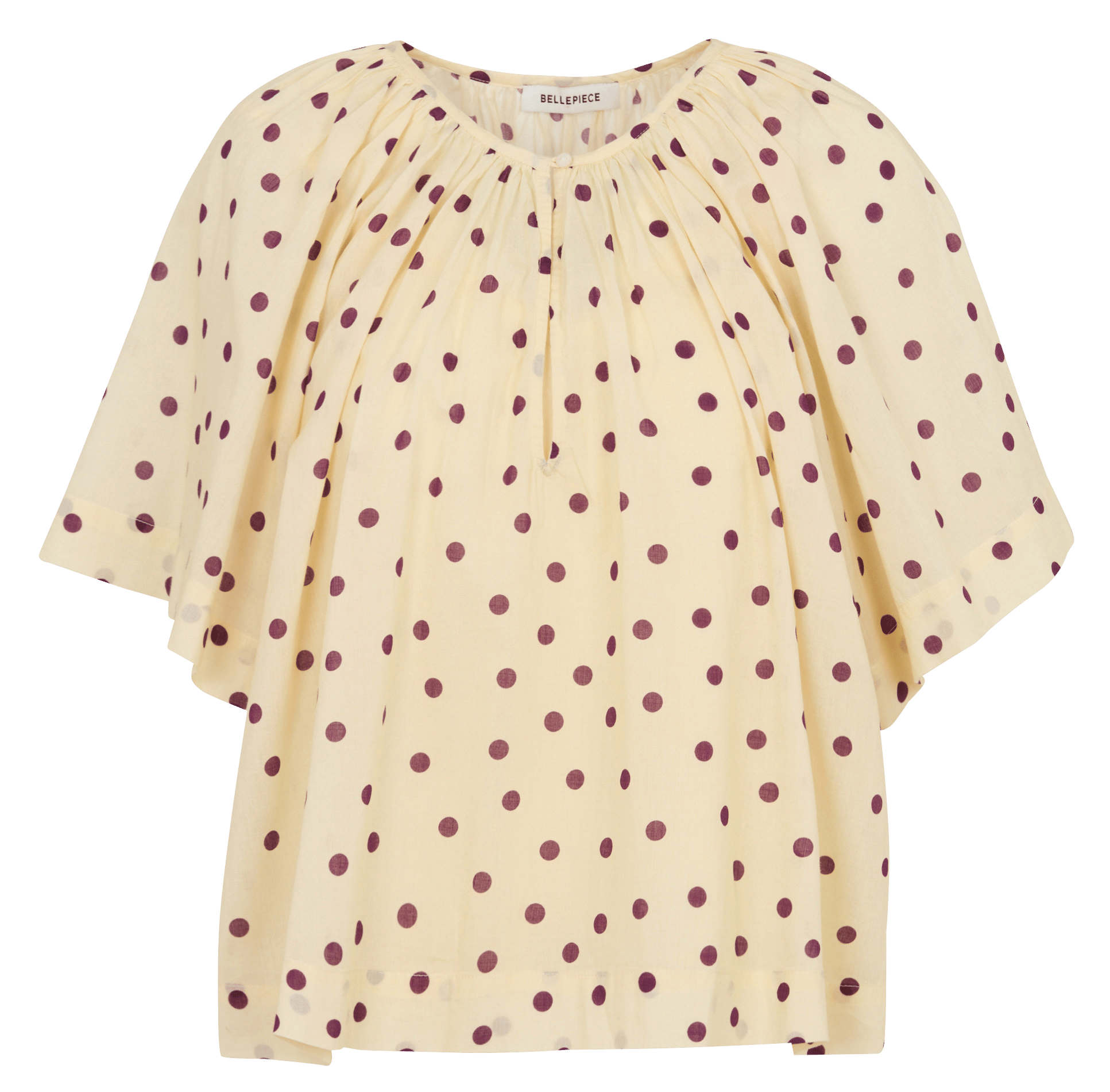 Top droit col rond en coton imprimé BELLEPIECE Jaune