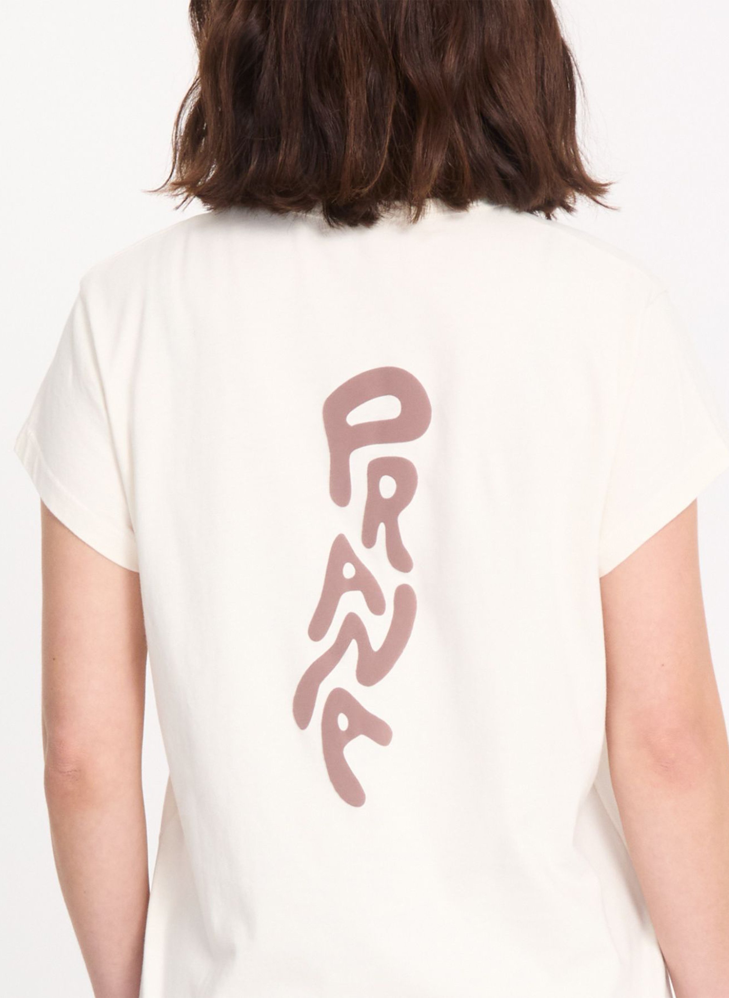 Tee-shirt droit sérigraphie dos YOGA SEARCHER Beige