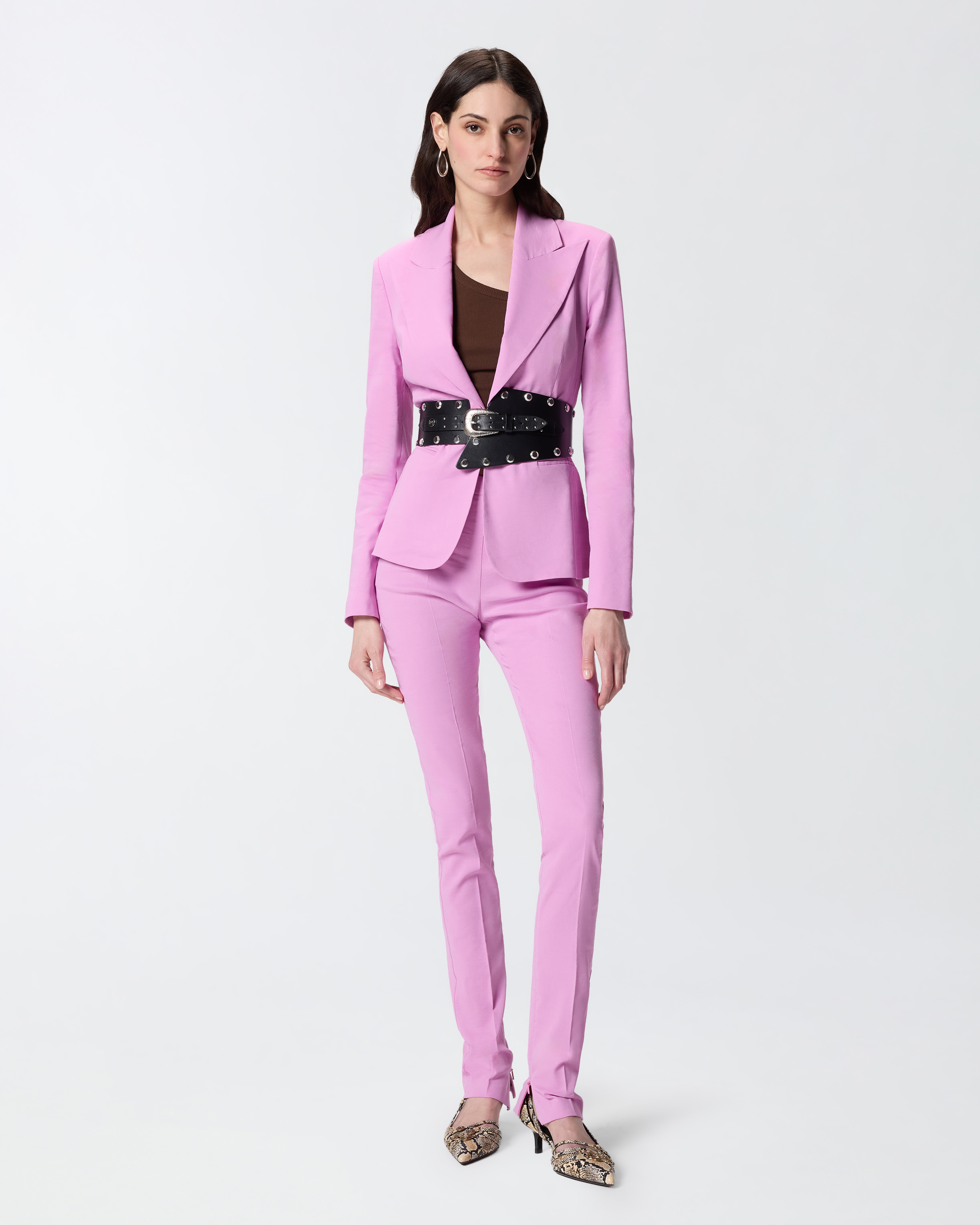 Pantalon en lin et viscose stretch avec pli PINKO Rose