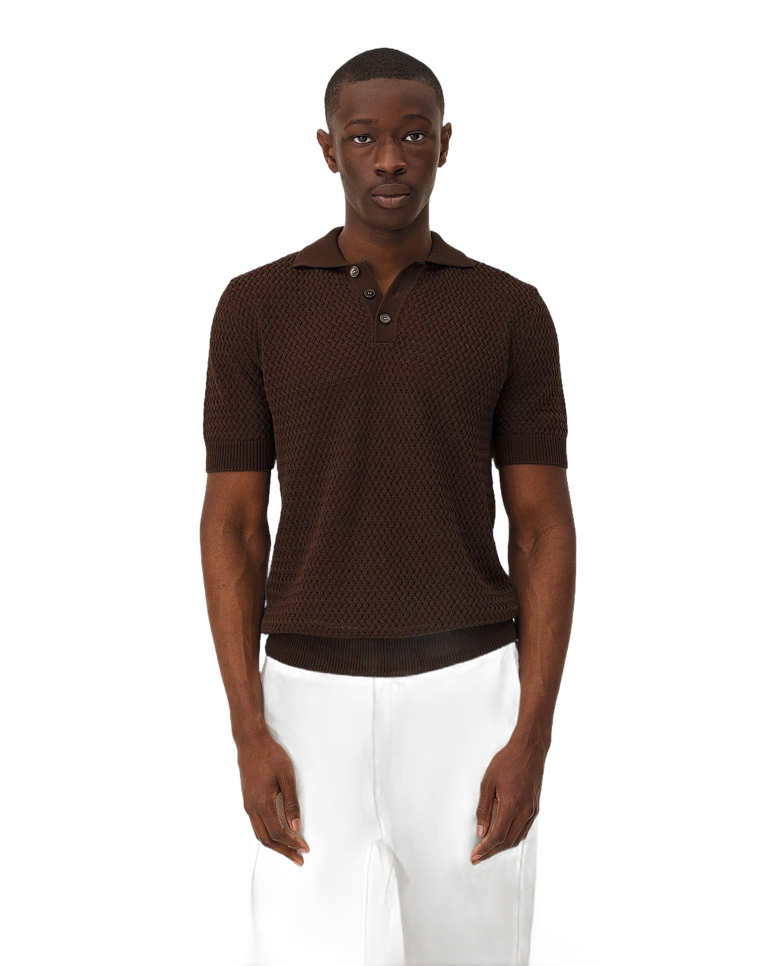 Short sleeve polo shirt Haring Brown Noyoco Brown