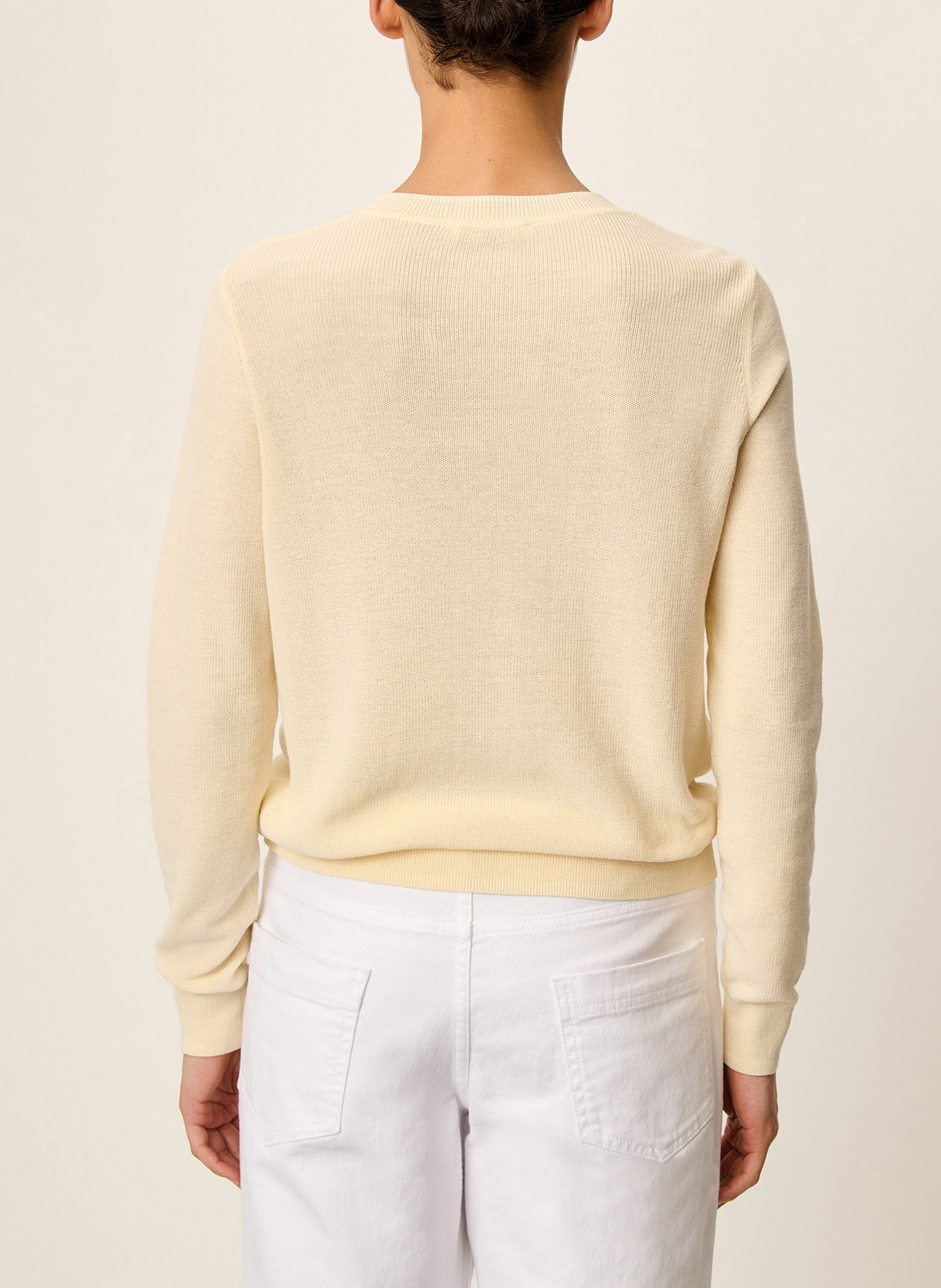 Straight cotton sweater with round neck SESSUN Beige
