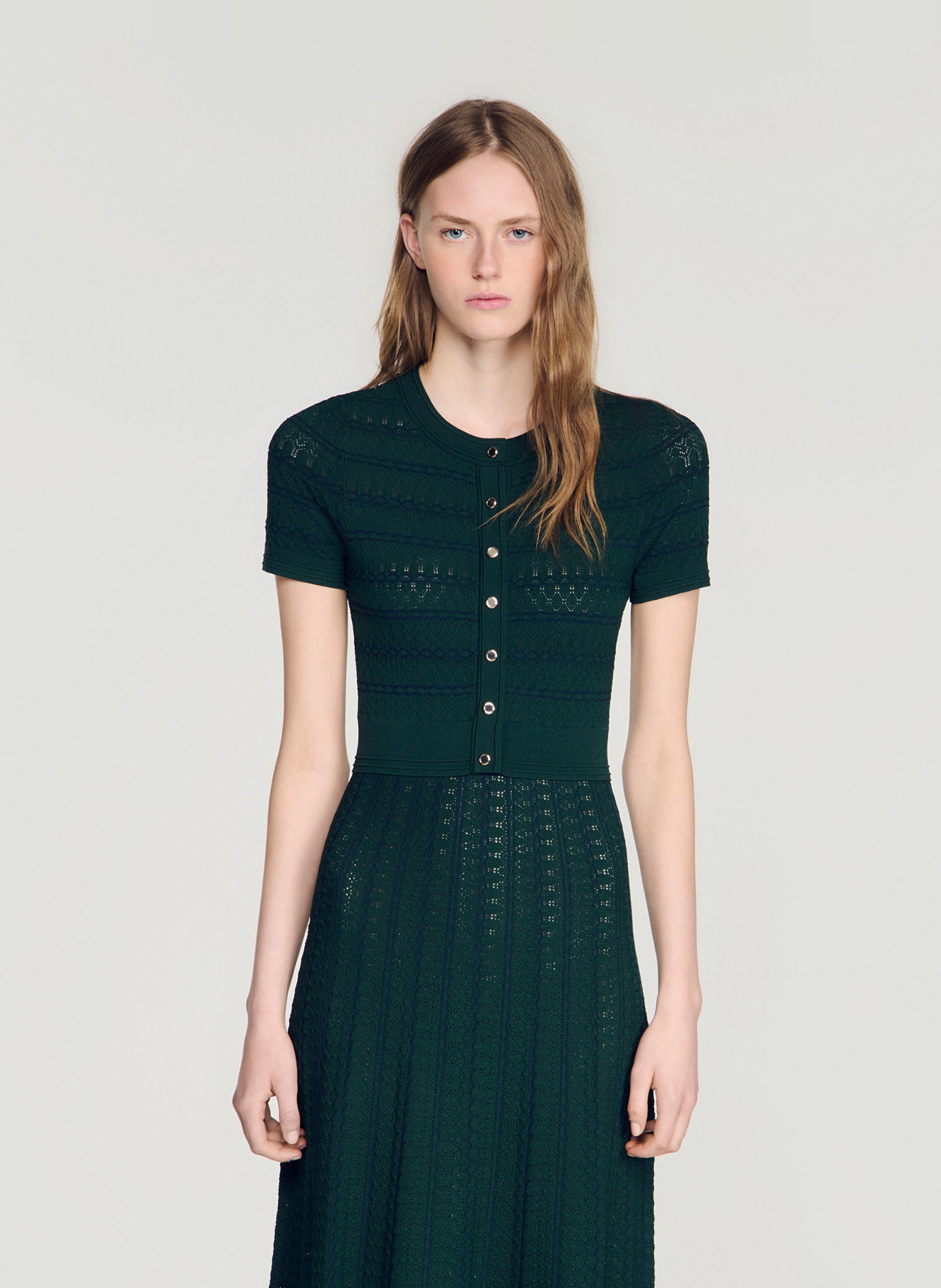 Long knit dress SANDRO Green