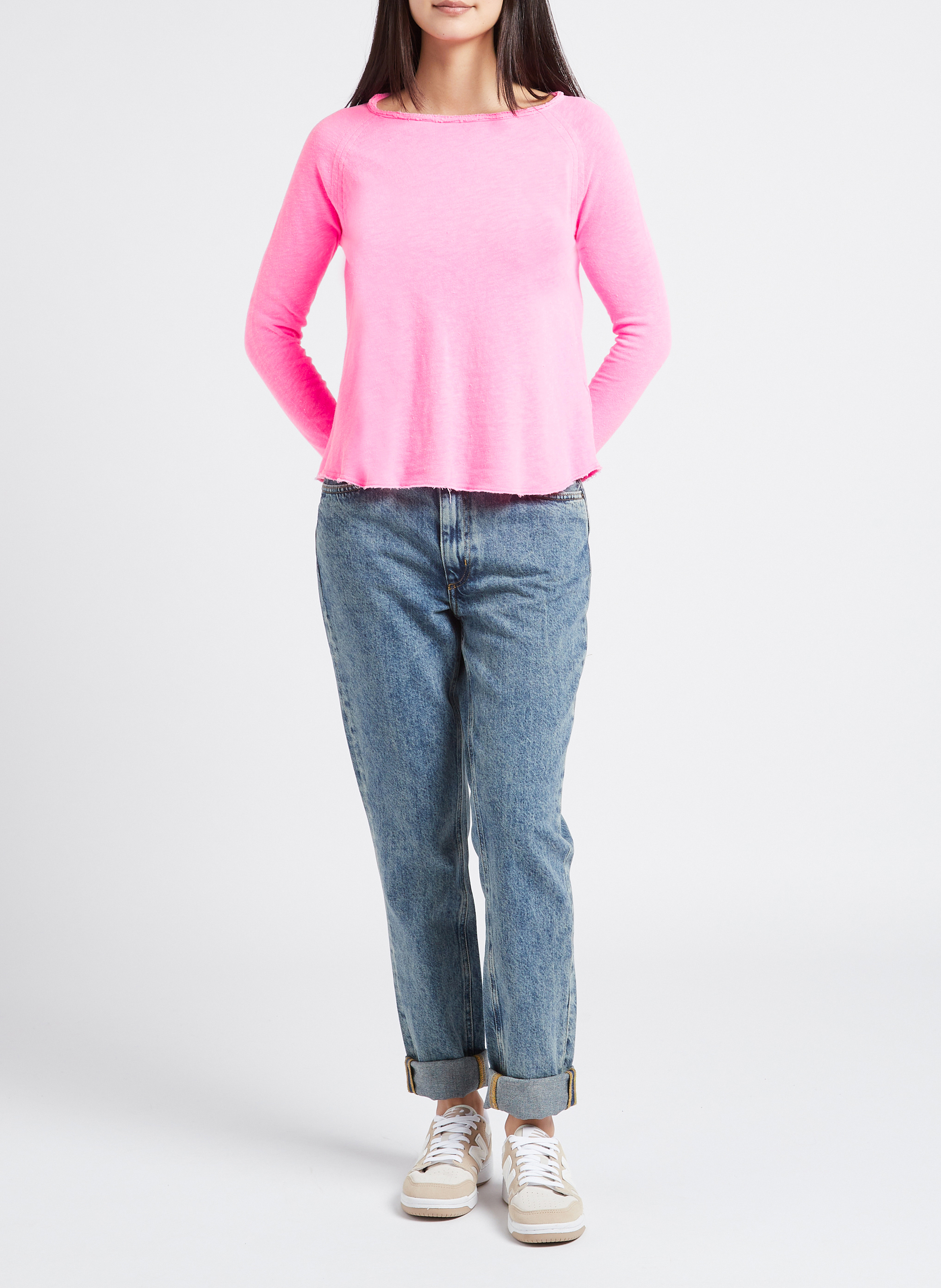Baumwoll-T-Shirt mit U-Boot-Ausschnitt AMERICAN VINTAGE Rosa