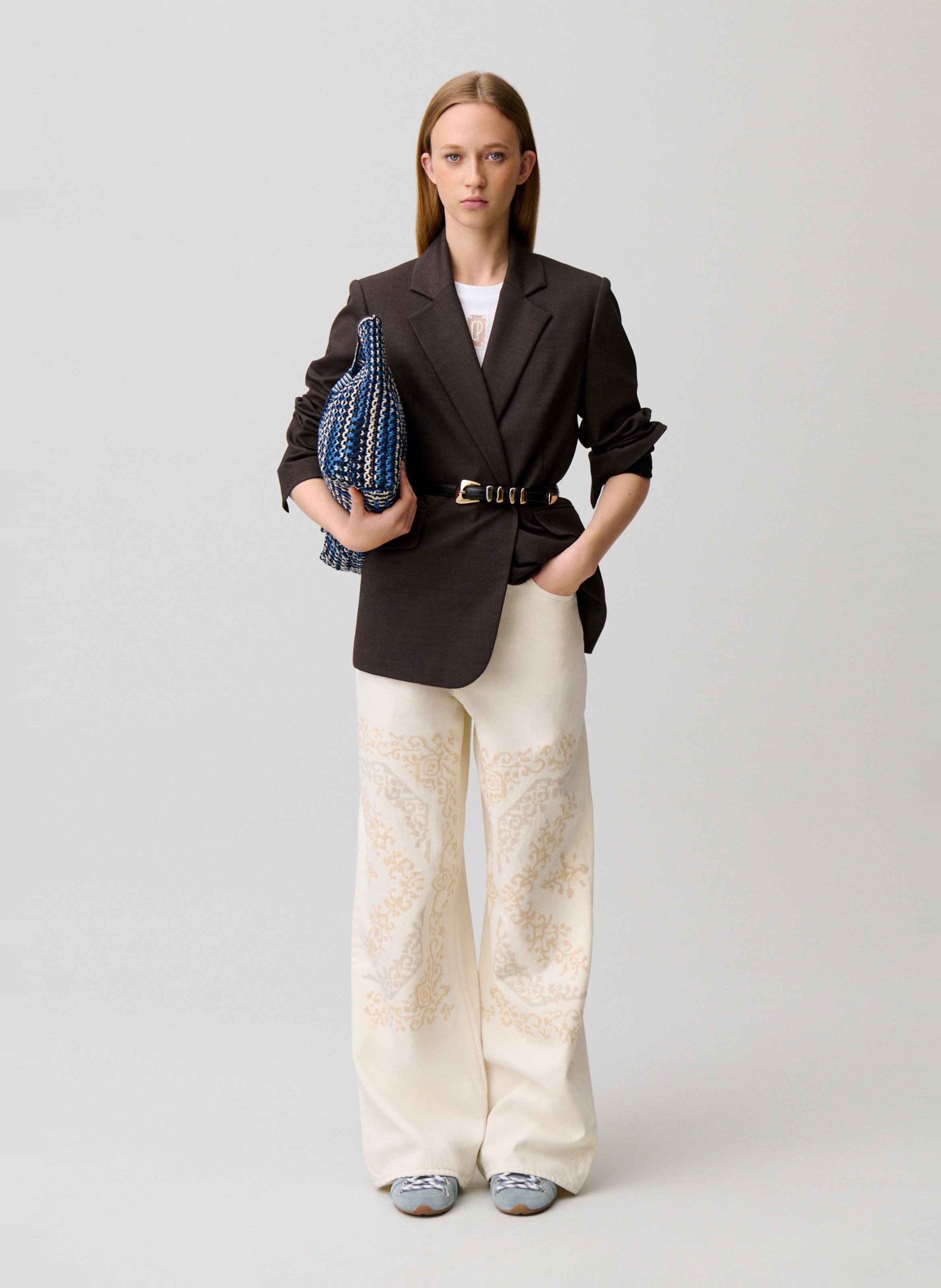 Blazer van effen gemengde wol CLAUDIE PIERLOT Bruin