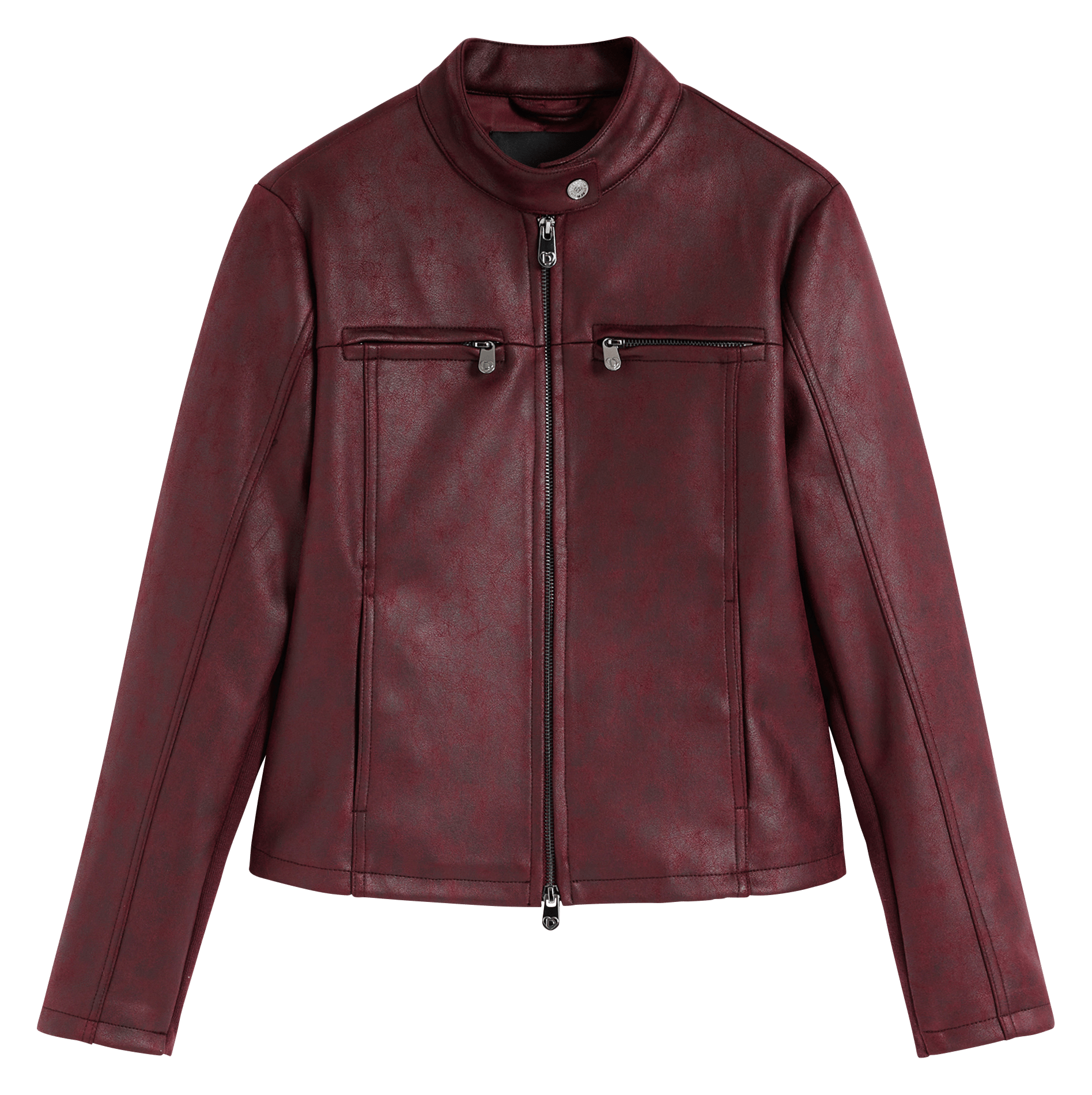 Round neck zip-up solid jacket DESIGUAL Red