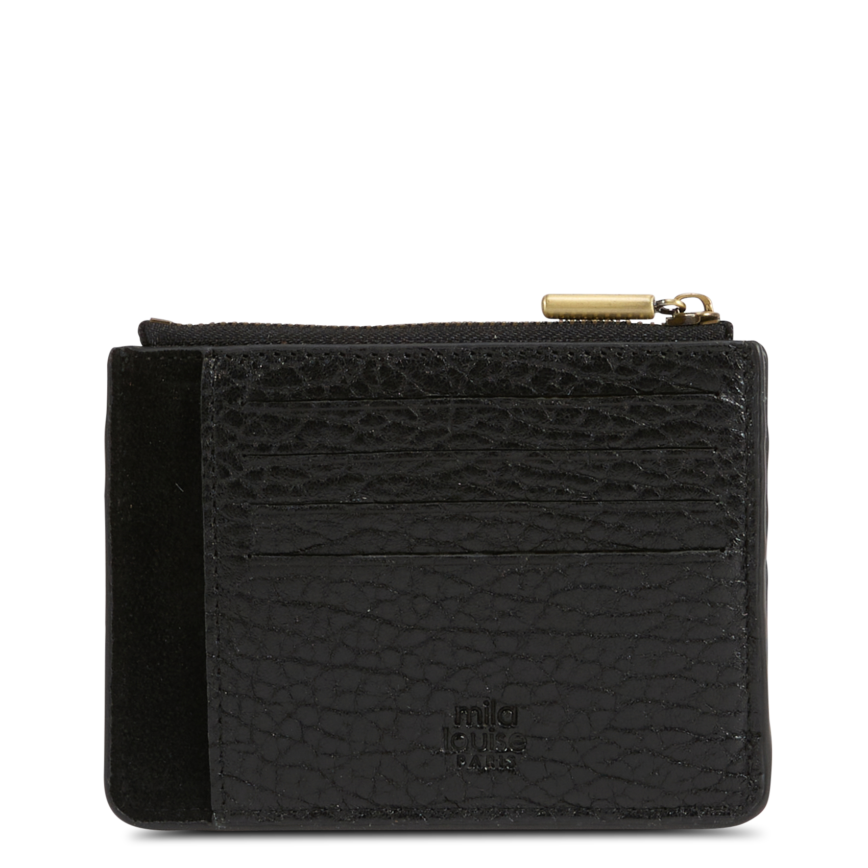 Porte-cartes en cuir texturé MILA LOUISE Noir