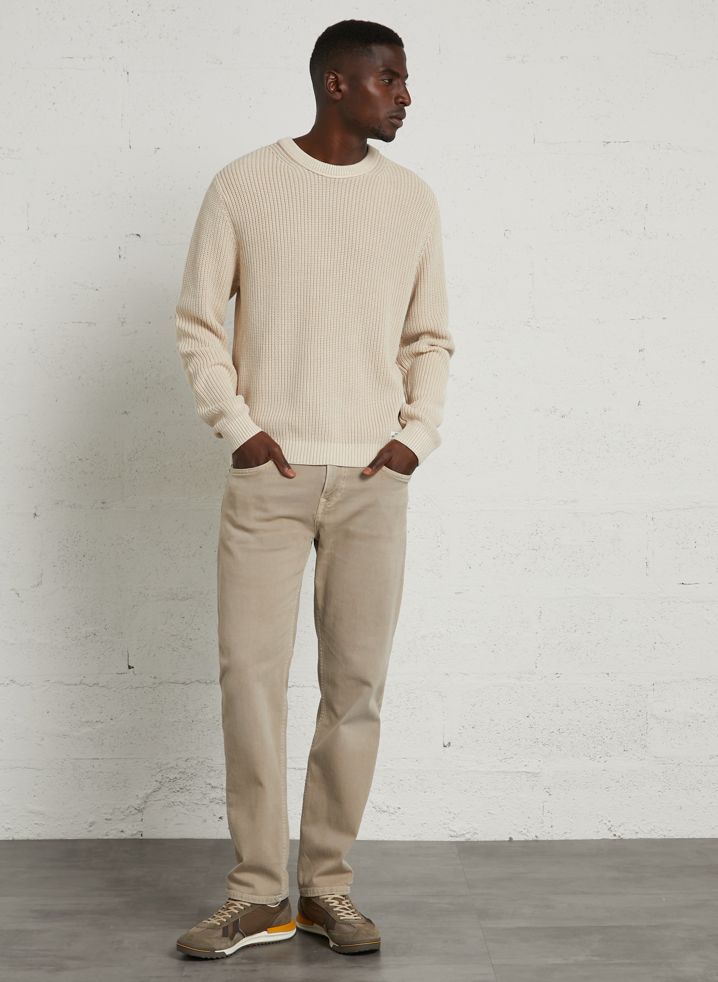Rundhalsausschnitt Pullover aus Baumwollstrick PEPE JEANS Beige