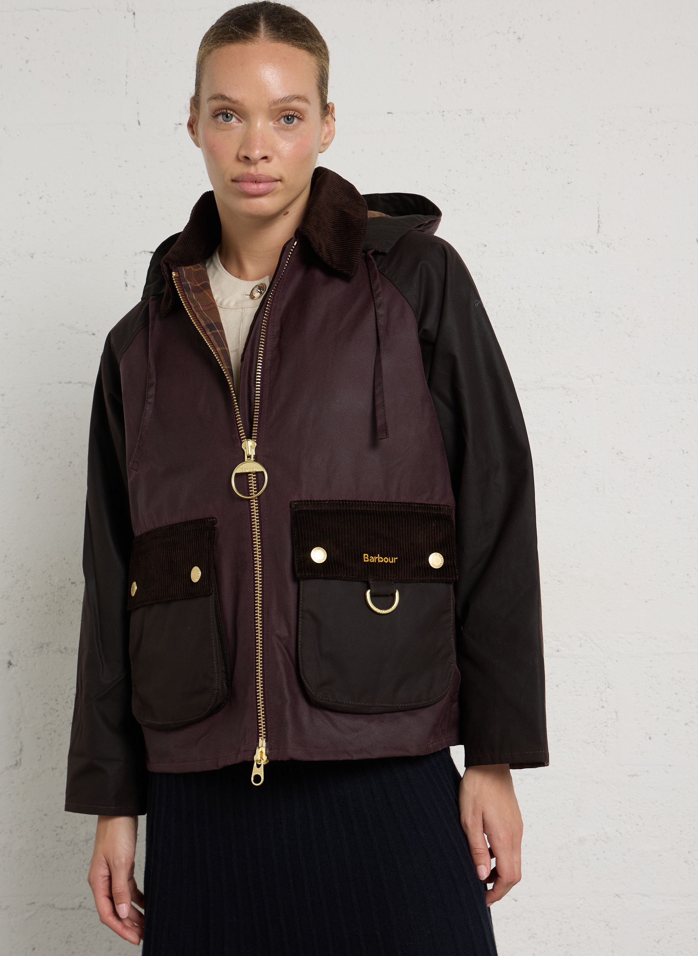 Weite Kapuzenjacke aus Baumwolle BARBOUR Braun