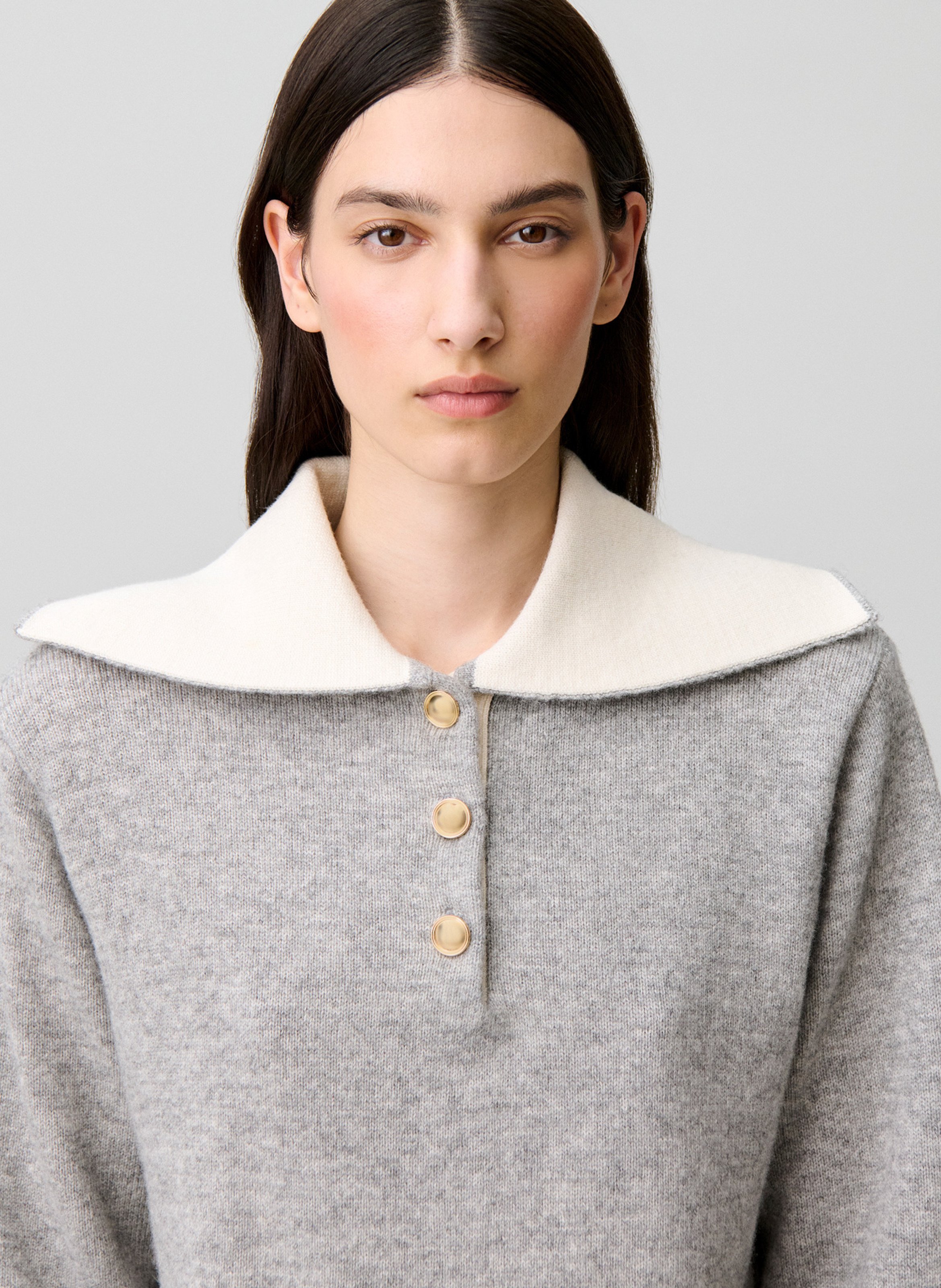 Pull col camionneur en laine CLAUDIE PIERLOT Gris