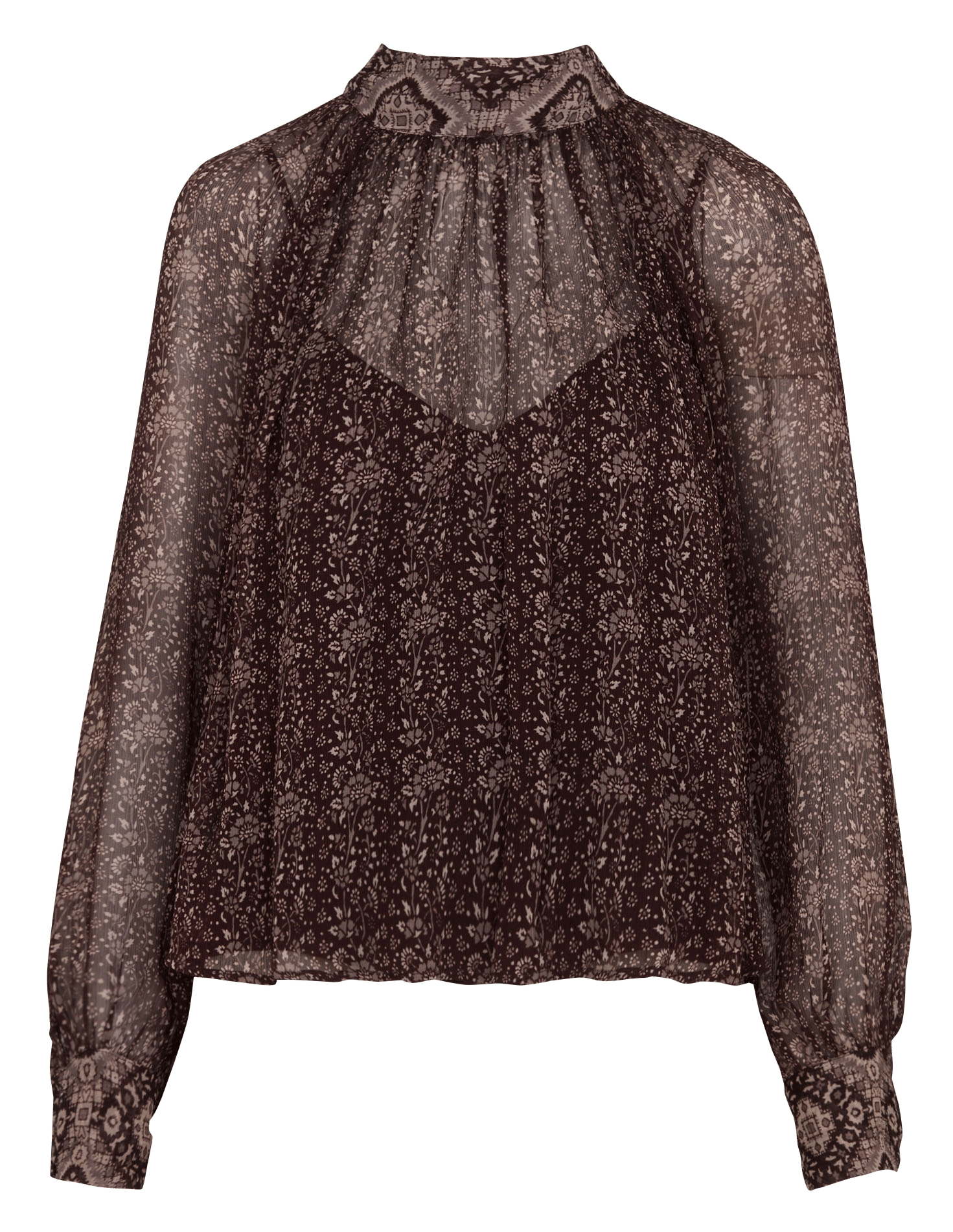 Bedruckte Bluse mit Schluppenkragen PETITE MENDIGOTE Braun